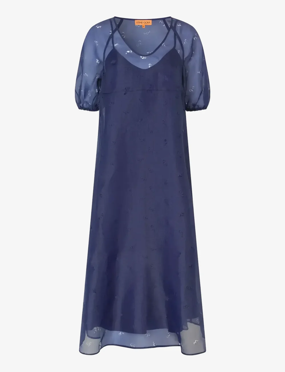 STINE GOYA - 1608 Organza, Puff Sleeve Long Dres - cocktailklänningar - ditzy floral - 1