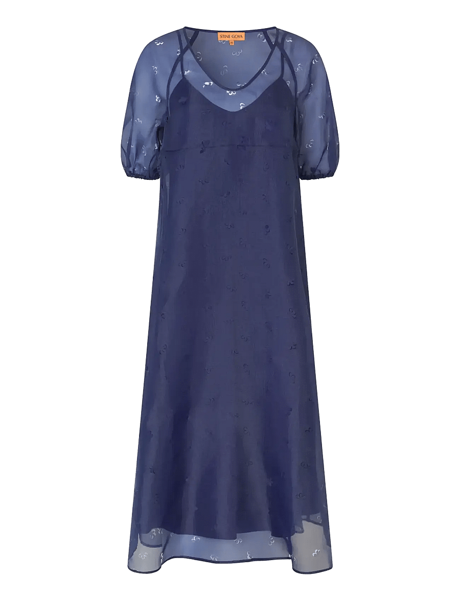 STINE GOYA - 1608 Organza, Puff Sleeve Long Dres - cocktail dresses - ditzy floral - 1