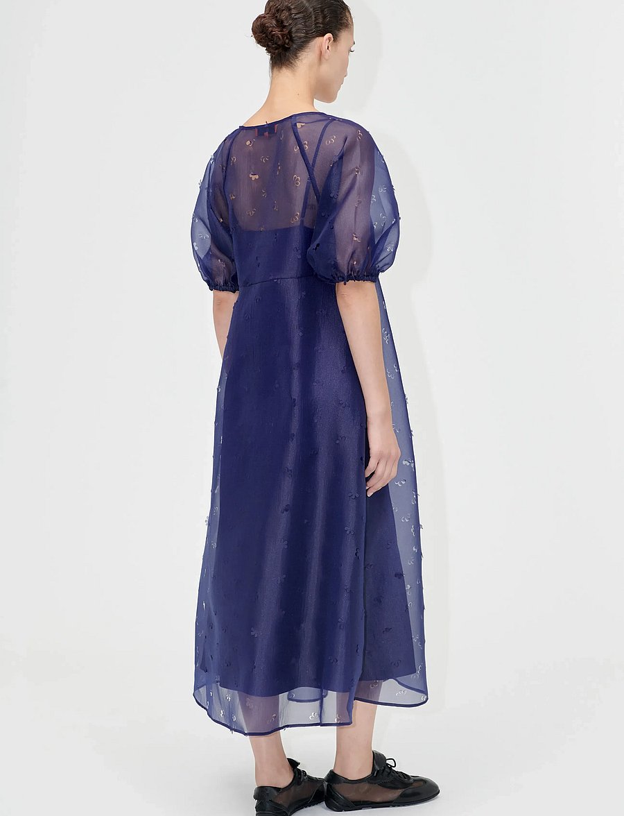 STINE GOYA - 1608 Organza, Puff Sleeve Long Dres - cocktail dresses - ditzy floral - 3