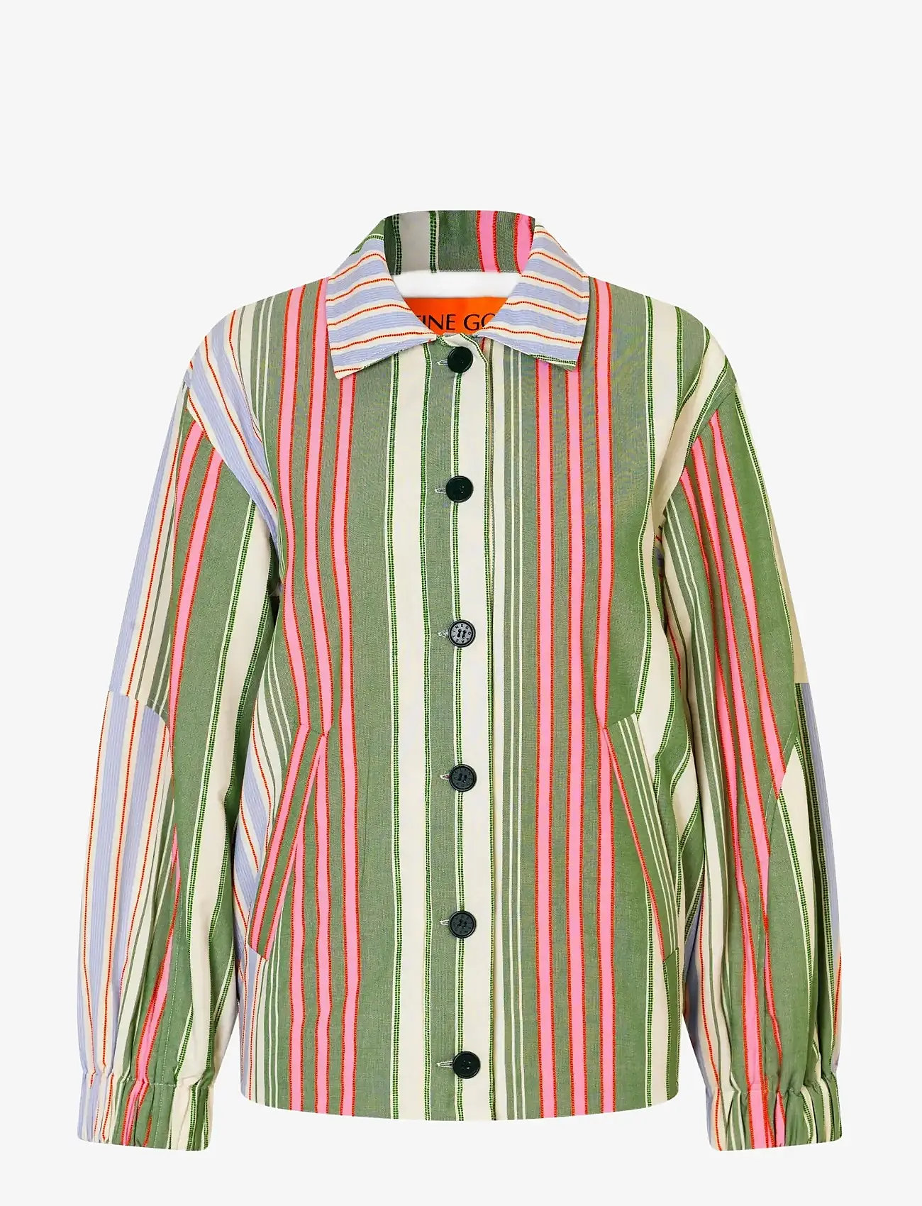 STINE GOYA - 2363 Striped Cotton, Oversized Util - sügisjakid - forest stripe - 1