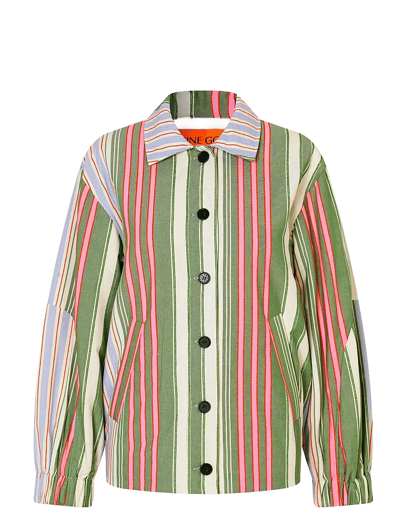 STINE GOYA - 2363 Striped Cotton, Oversized Util - sügisjakid - forest stripe - 1