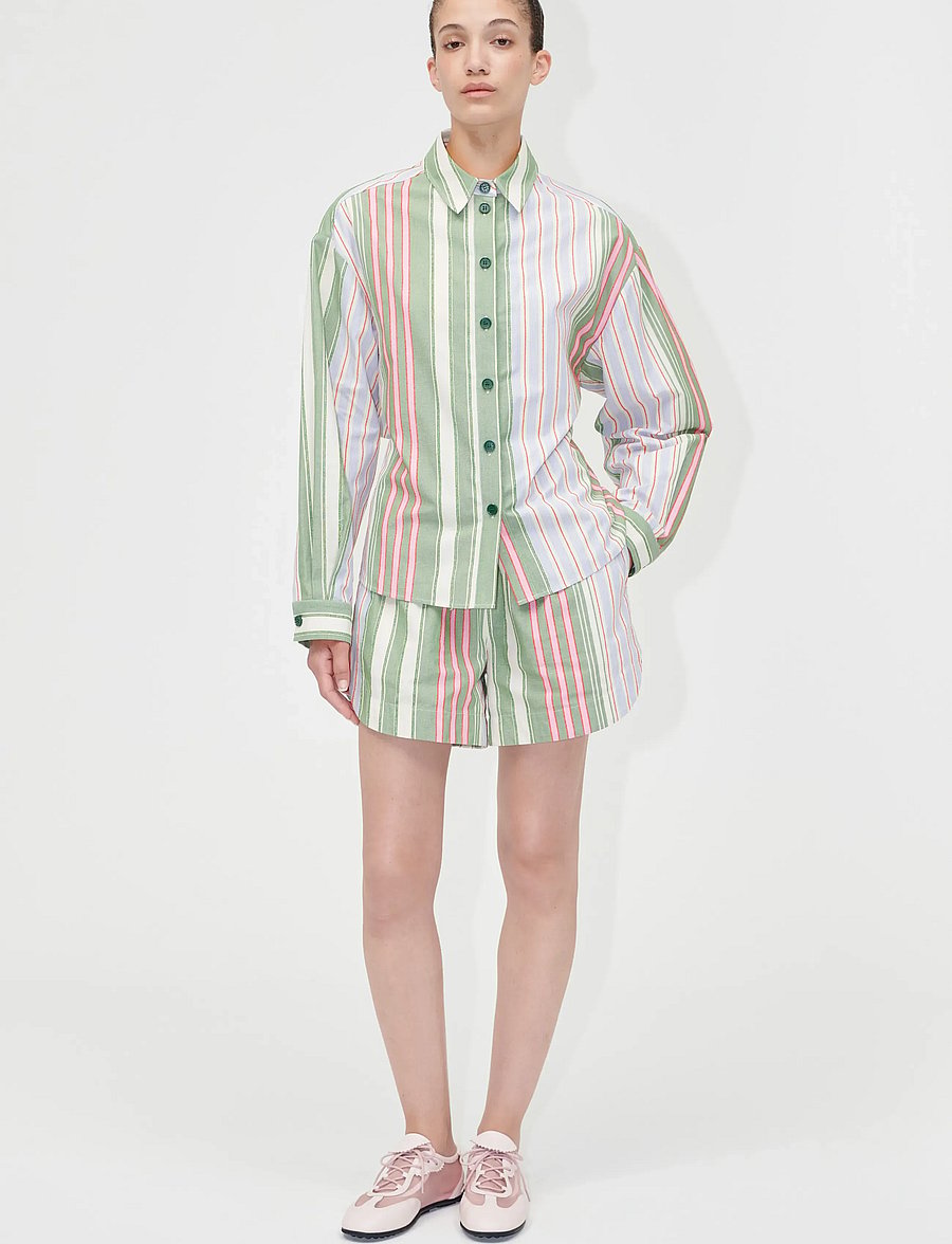 STINE GOYA - 2363 Striped Cotton, Oversized Util - vestes de printemps - forest stripe - 0