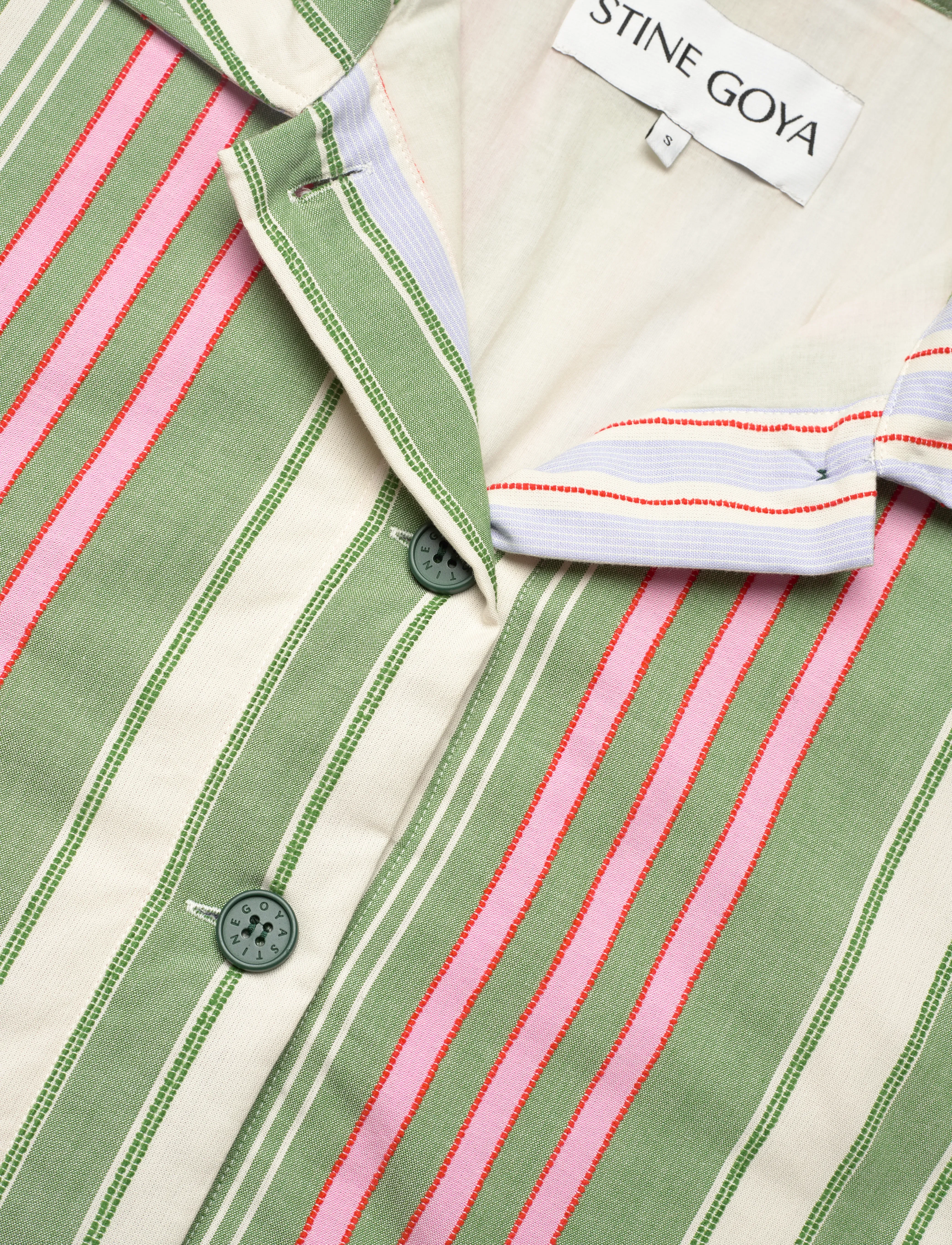 STINE GOYA - 2363 Striped Cotton, Oversized Util - spring jackets - forest stripe - 4