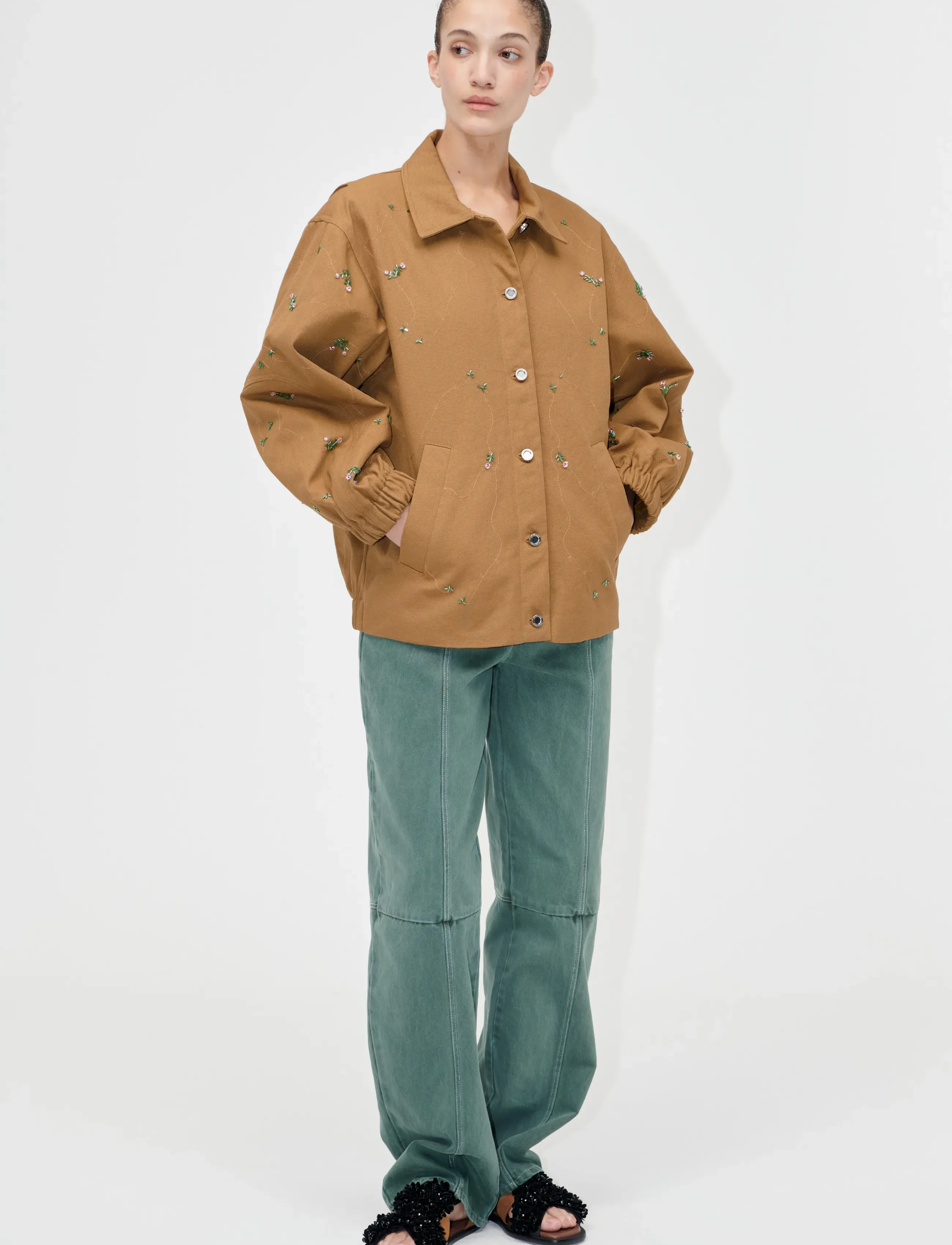 STINE GOYA 2368 Beaded Embellished Canvas, Ove, S, Jackets, Beige - Light-summer Jacket, Frauen