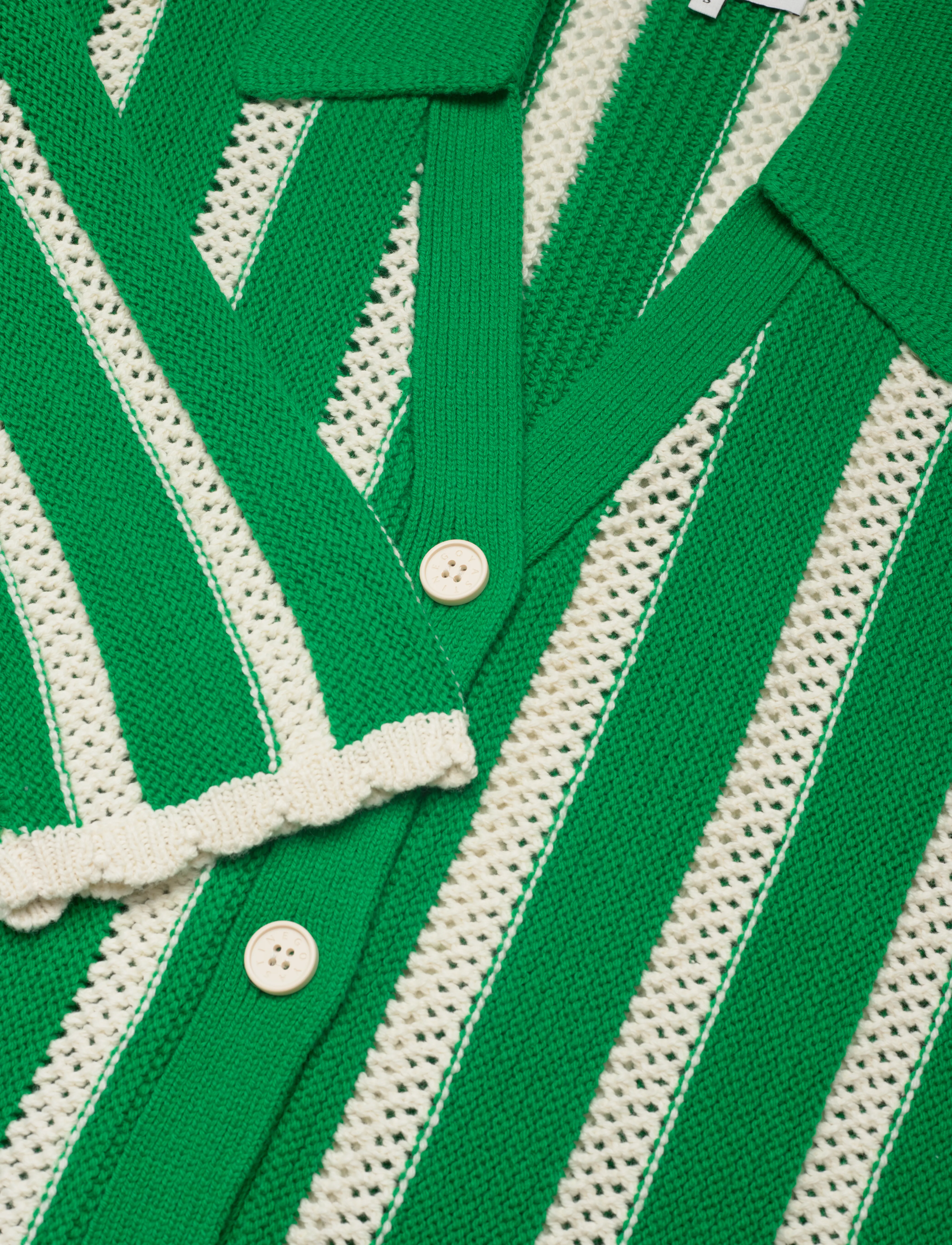 STINE GOYA - 2380 Crochet Texture Knit, Knit Col - green stripes - 4