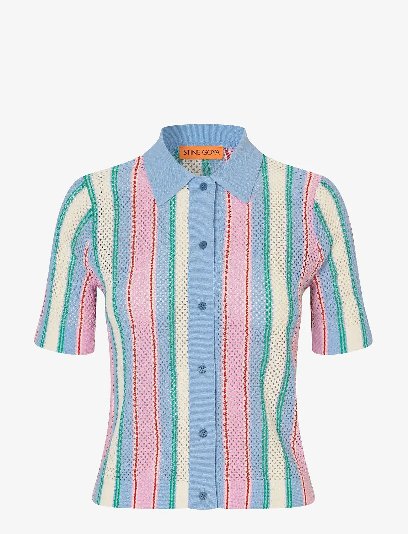 STINE GOYA - 2100 Tricot Knit, Short Sleeve Croc - krekli ar īsām piedurknēm - pastel stripes - 1