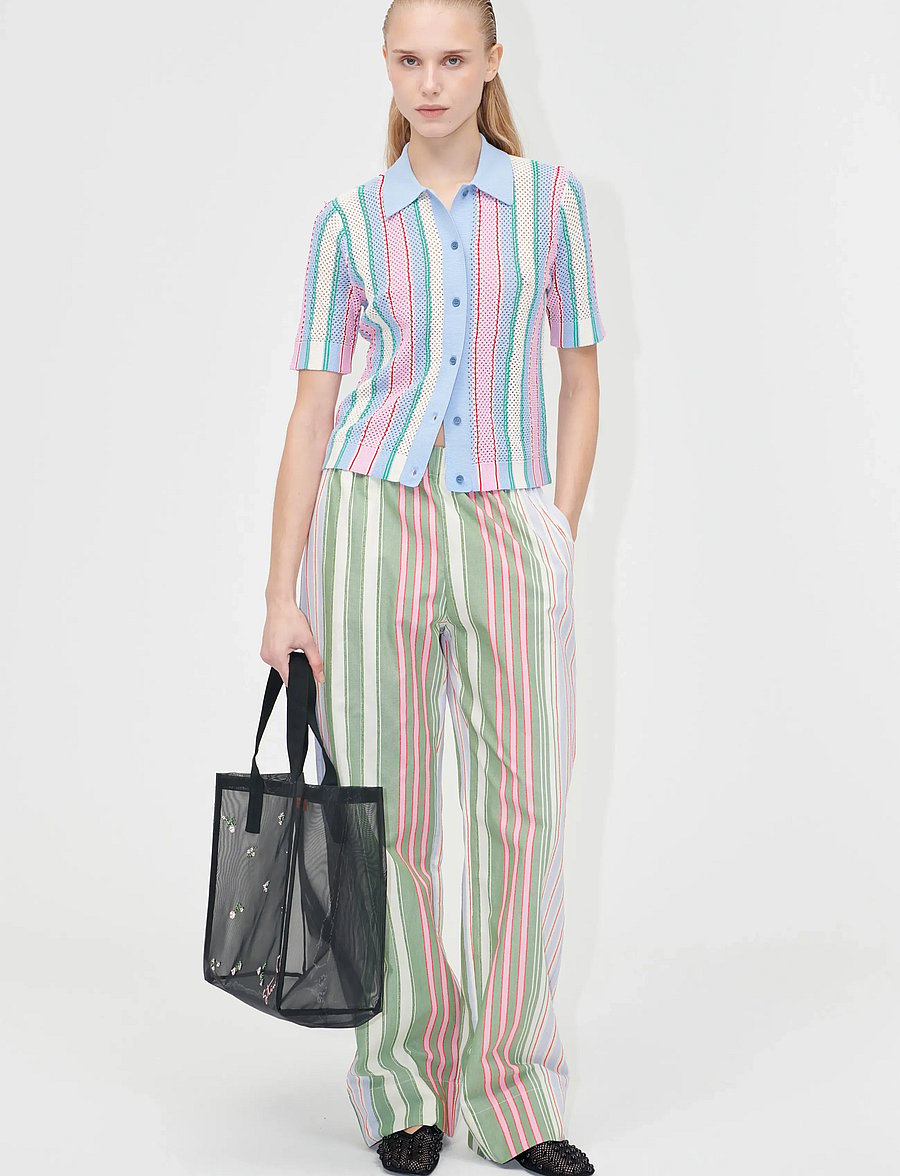 STINE GOYA - 2100 Tricot Knit, Short Sleeve Croc - kortærmede skjorter - pastel stripes - 0