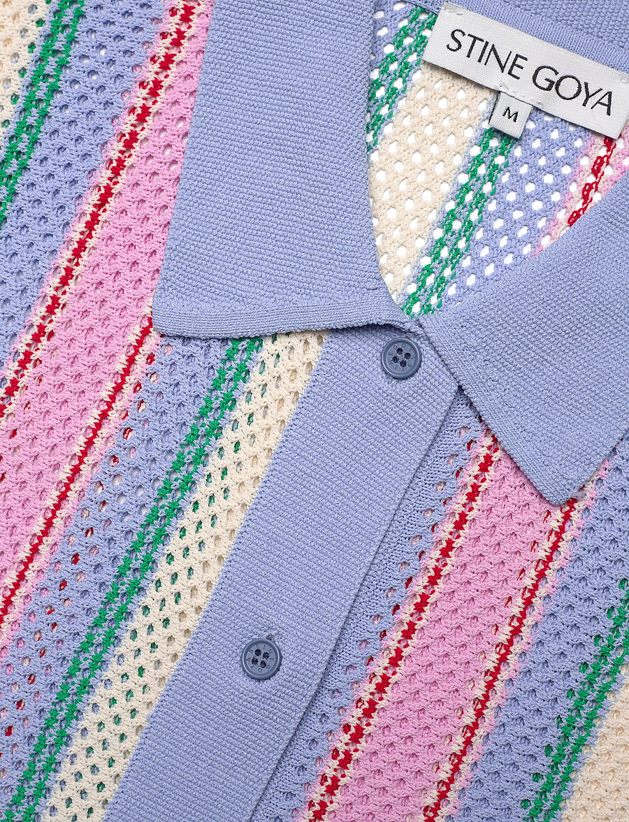 STINE GOYA - 2100 Tricot Knit, Short Sleeve Croc - kortærmede skjorter - pastel stripes - 4