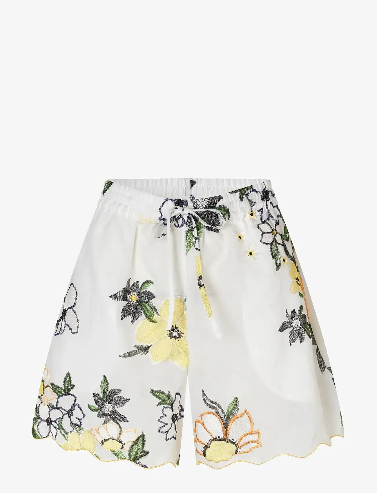 STINE GOYA - 2133 Tencel, Scalloped Elasticated - casual shorts - wild flowers embroidery - 1