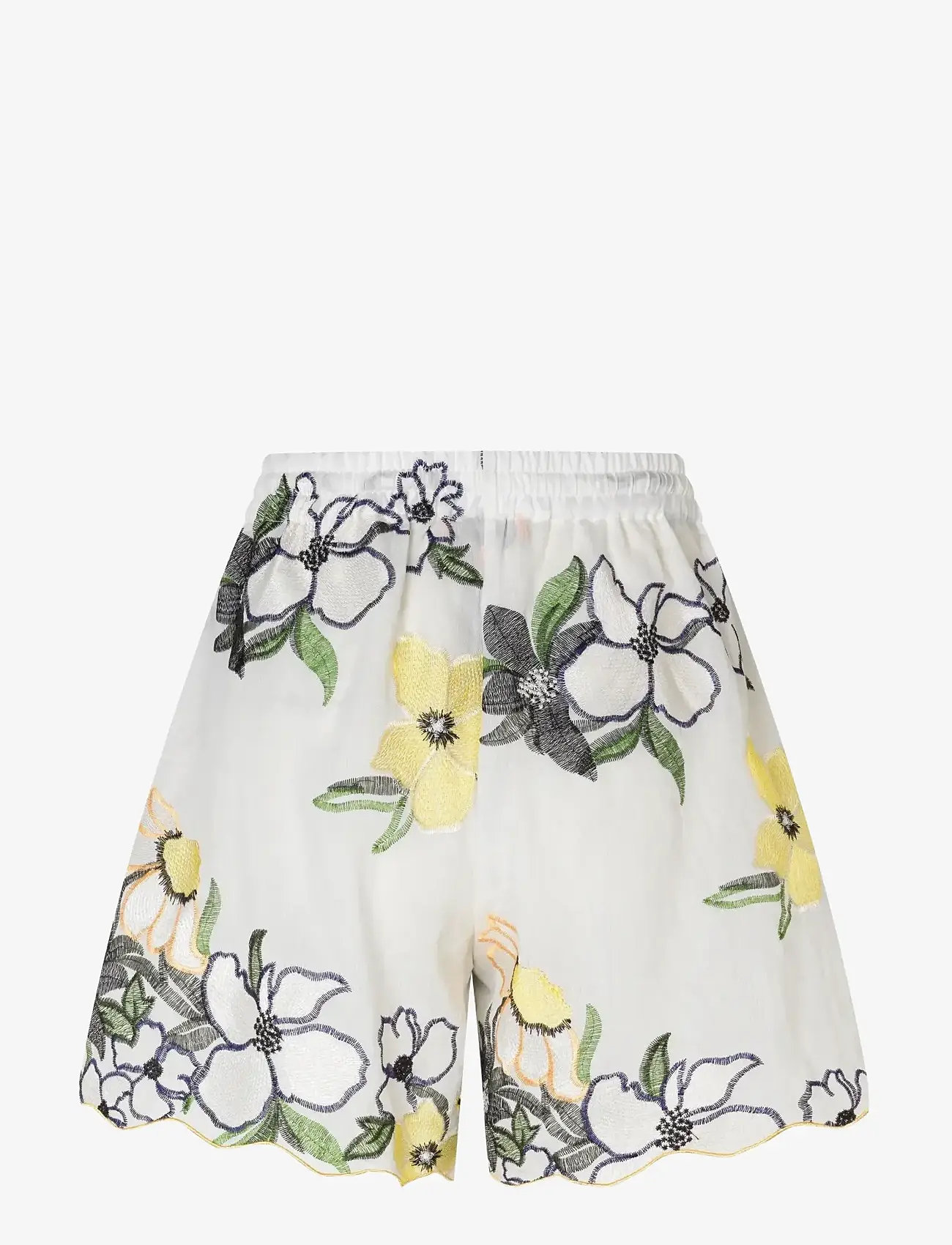 STINE GOYA - 2133 Tencel, Scalloped Elasticated - casual shorts - wild flowers embroidery - 2