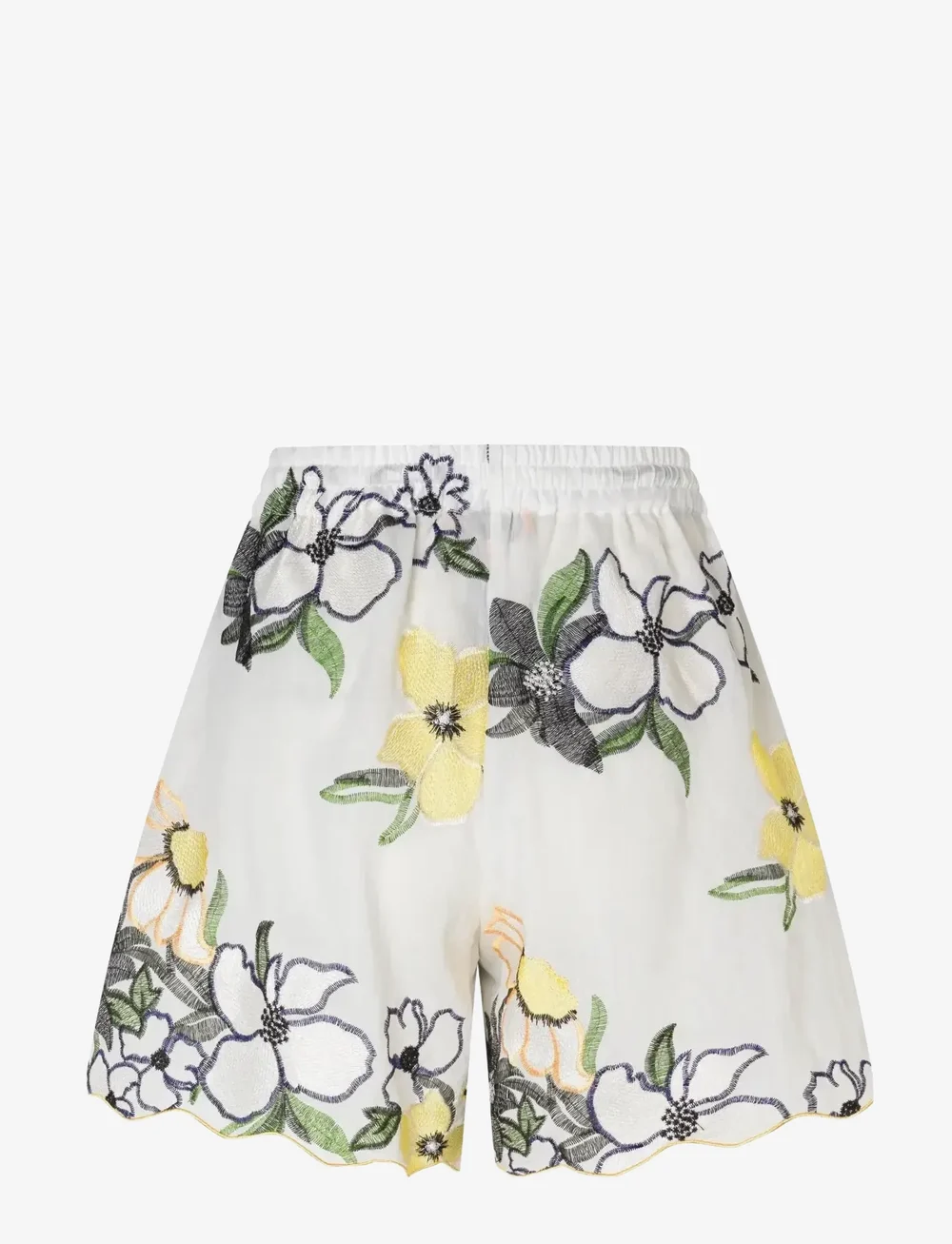 STINE GOYA - 2133 Tencel, Scalloped Elasticated - casual shorts - wild flowers embroidery - 2