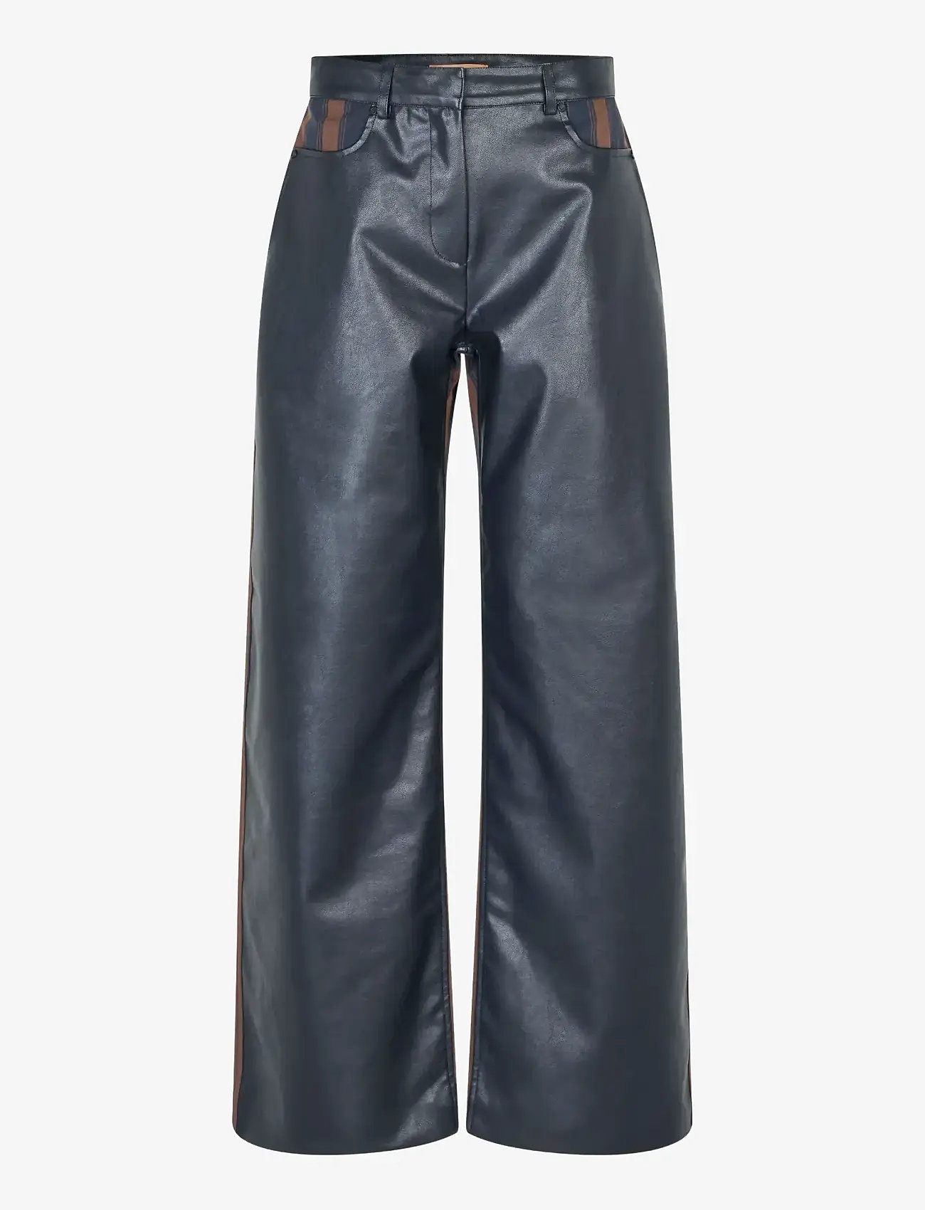 STINE GOYA - 2387 Cotton Drill / Faux Leather, H - vida byxor - midnight stripes - 1