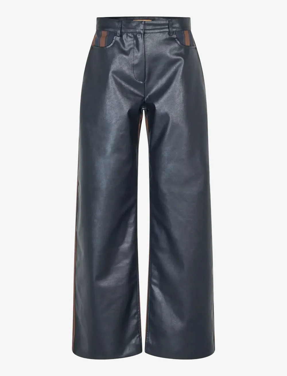 STINE GOYA - 2387 Cotton Drill / Faux Leather, H - wijde broeken - midnight stripes - 1