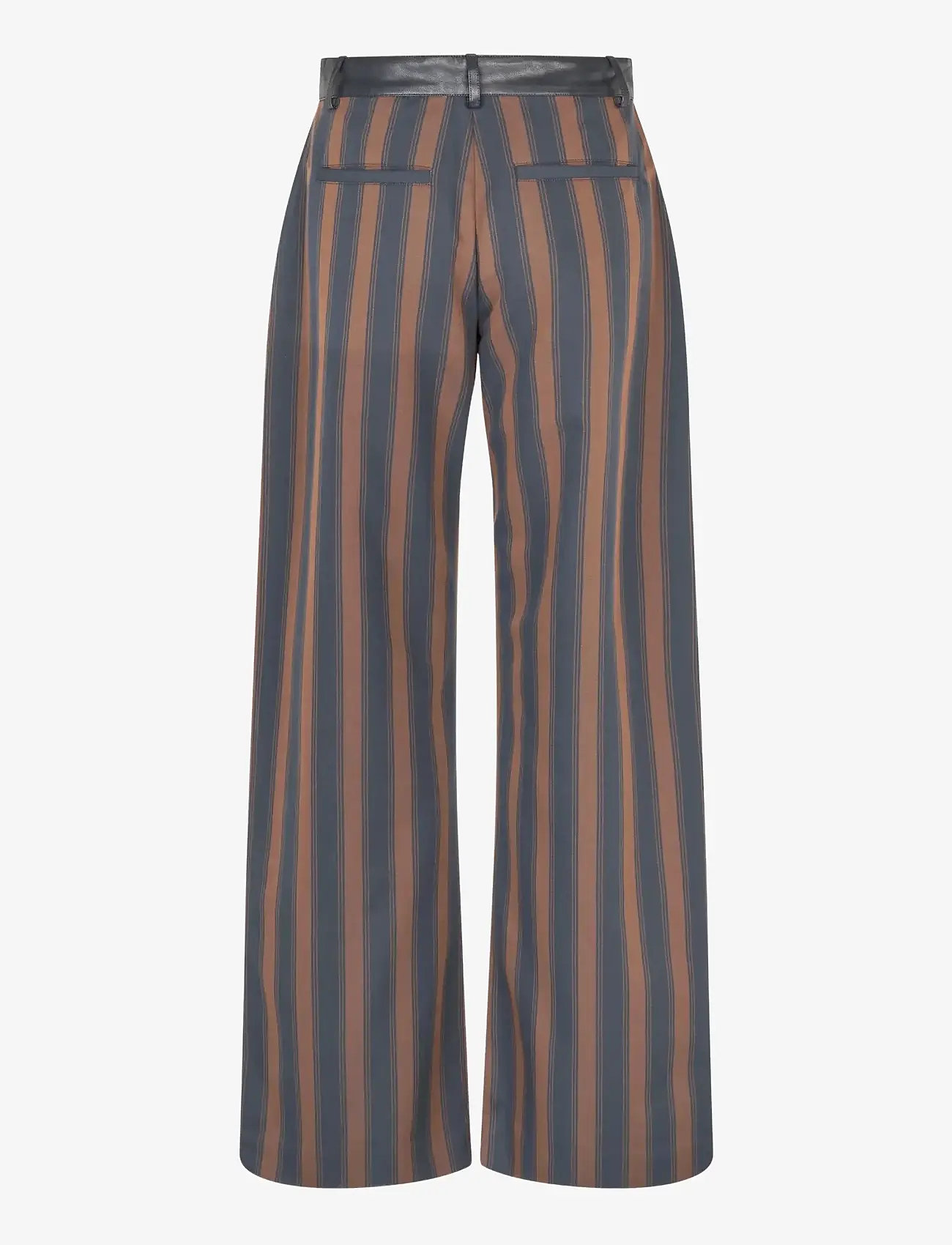 STINE GOYA - 2387 Cotton Drill / Faux Leather, H - vida byxor - midnight stripes - 2