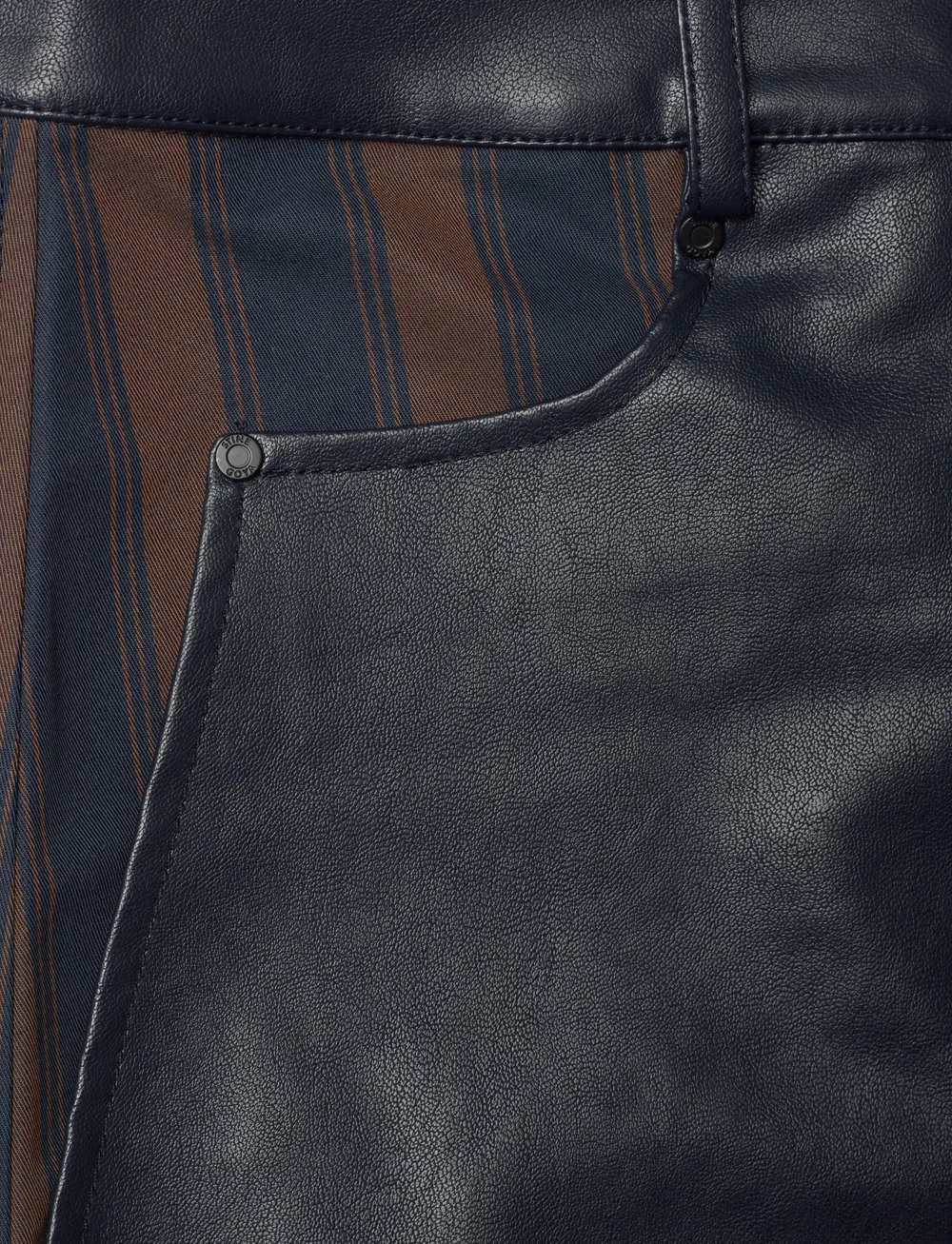STINE GOYA - 2387 Cotton Drill / Faux Leather, H - wijde broeken - midnight stripes - 4