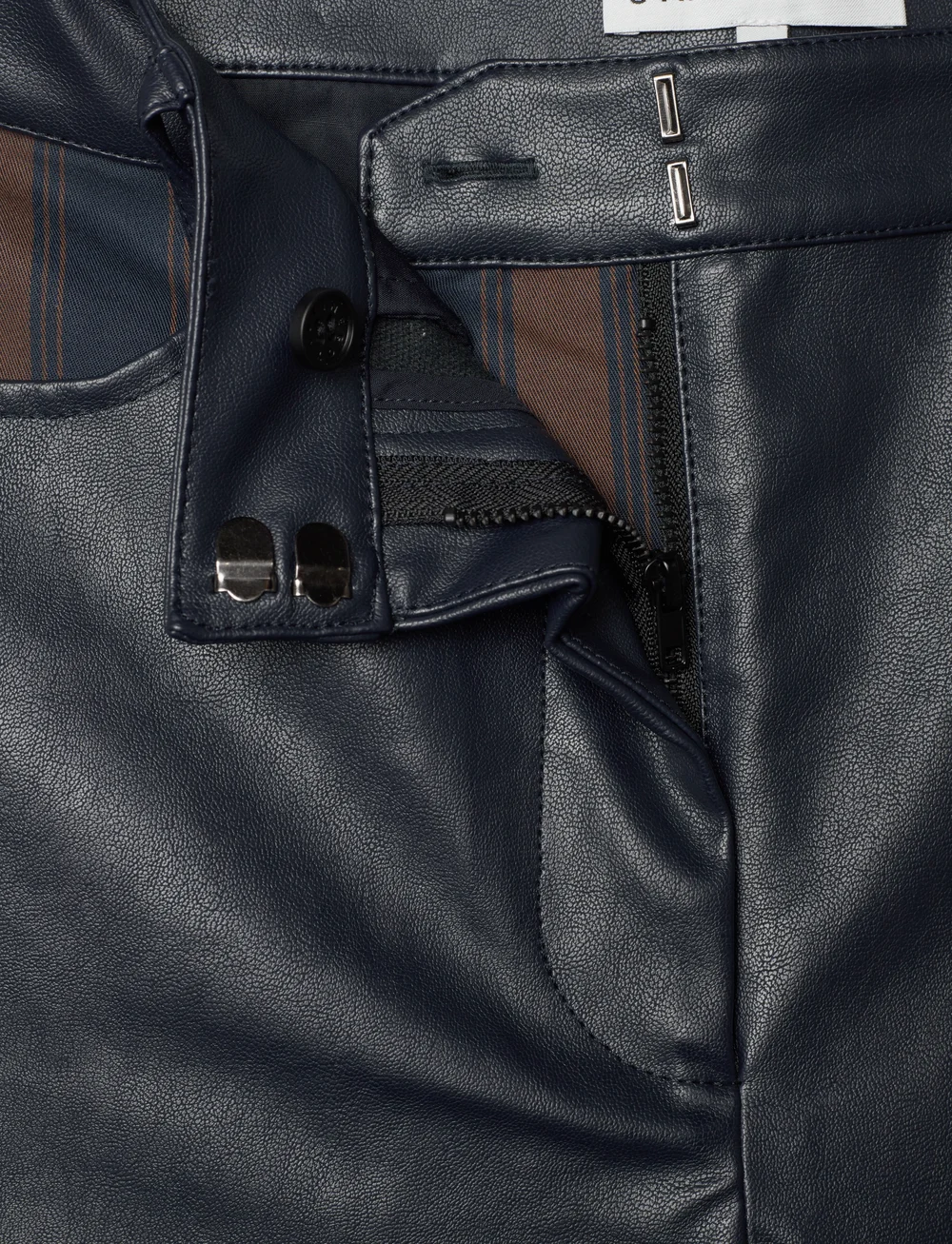 STINE GOYA - 2387 Cotton Drill / Faux Leather, H - wijde broeken - midnight stripes - 5