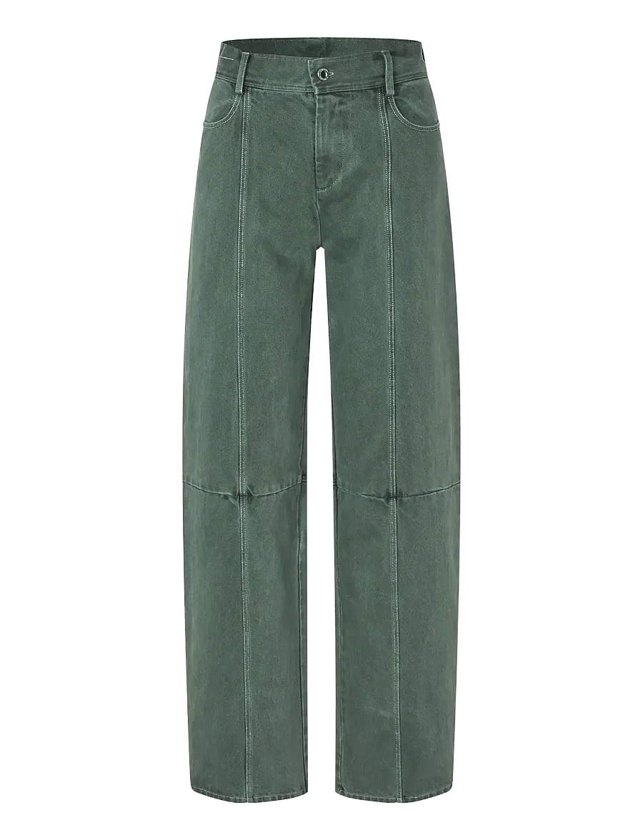 STINE GOYA - 2393 Denim, Structured Long Pants - wide leg jeans - dark green - 1