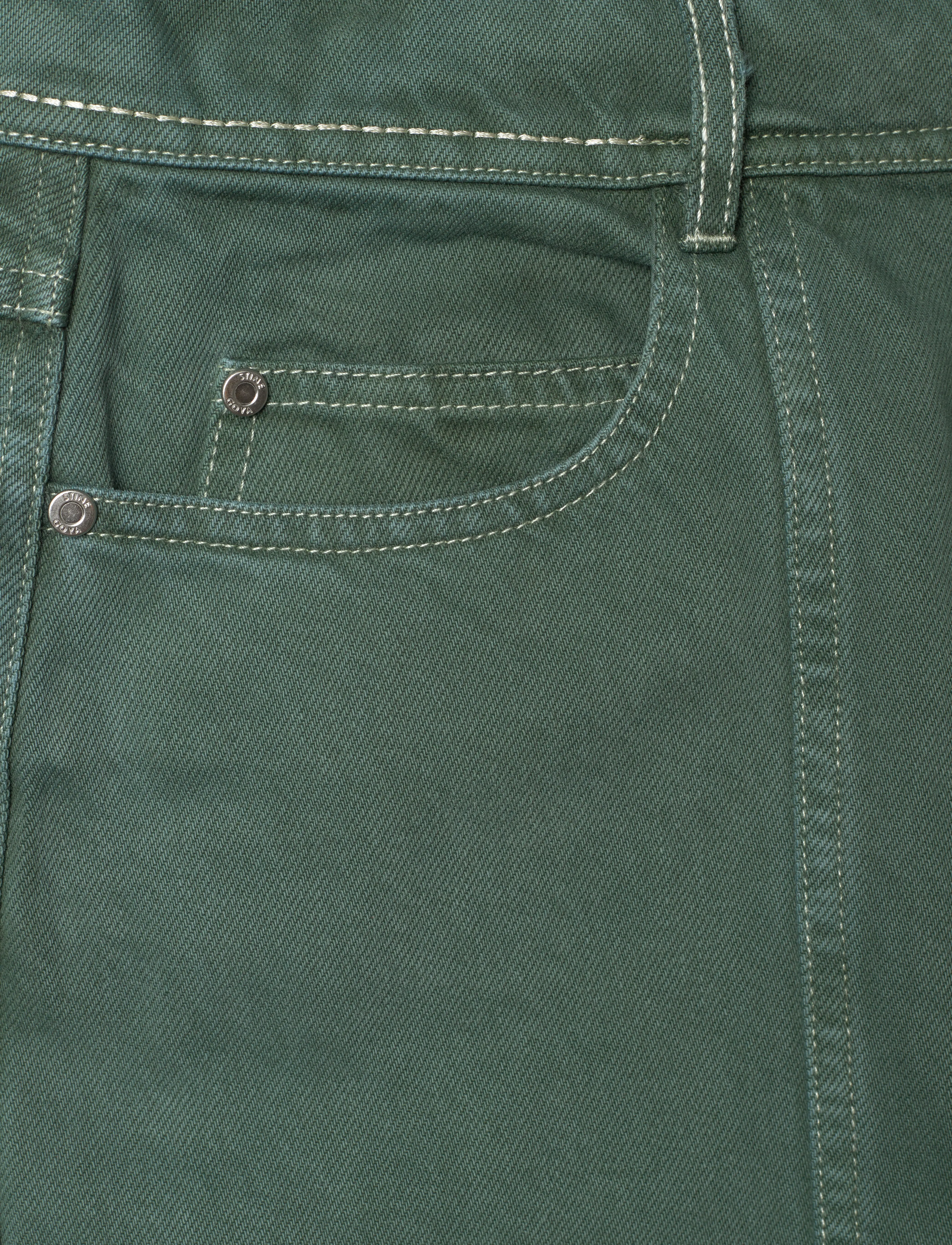 STINE GOYA - 2393 Denim, Structured Long Pants - brede jeans - dark green - 4