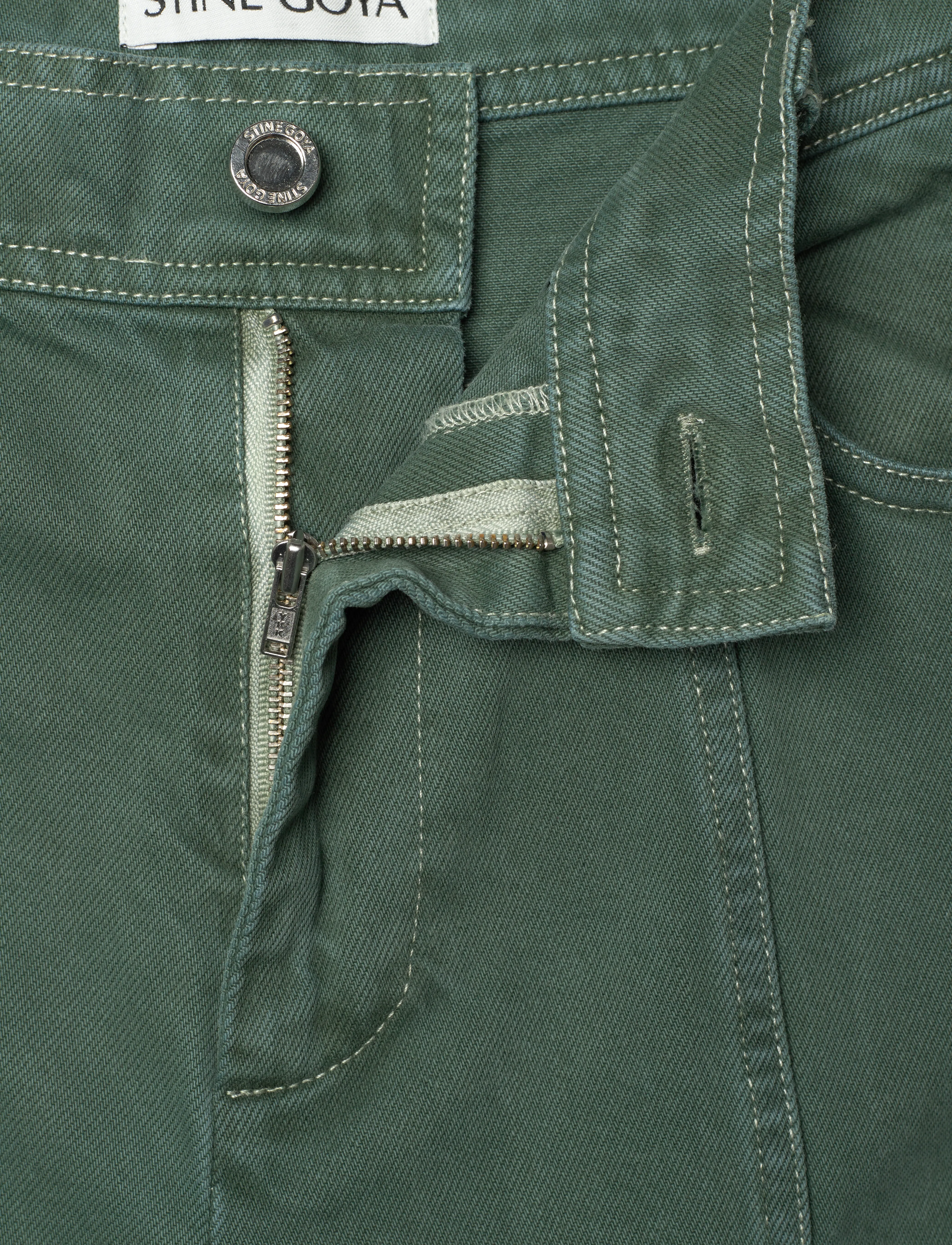 STINE GOYA - 2393 Denim, Structured Long Pants - wide leg jeans - dark green - 5