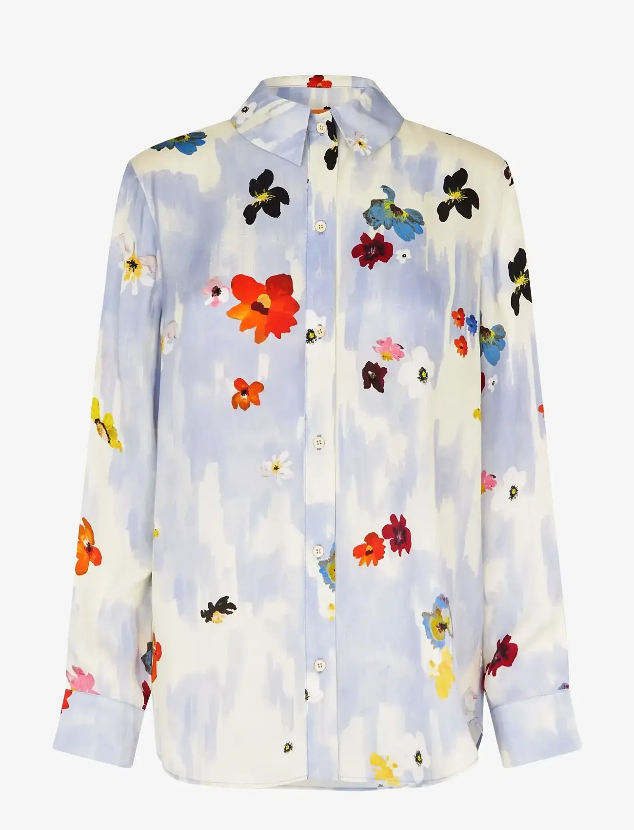 STINE GOYA - 2263 Dry Viscose, Long Sleeve Shirt - langärmlige hemden - skyfall flowers - 1