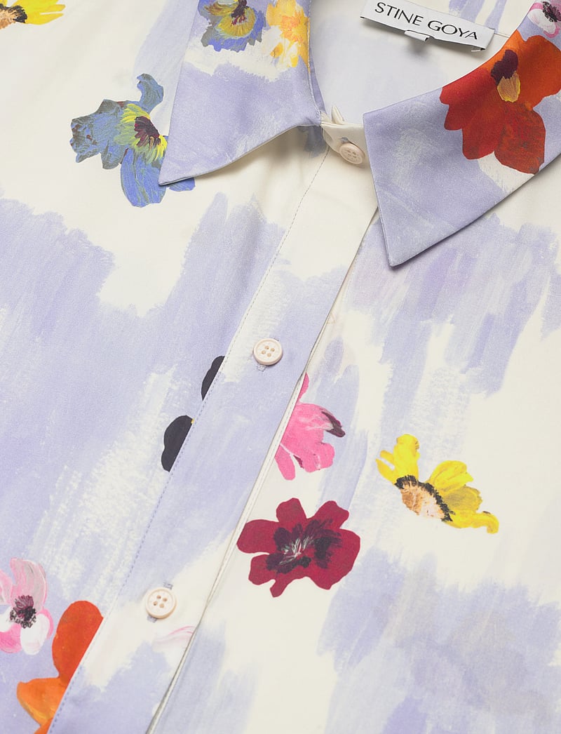 STINE GOYA - 2263 Dry Viscose, Long Sleeve Shirt - langärmlige hemden - skyfall flowers - 4
