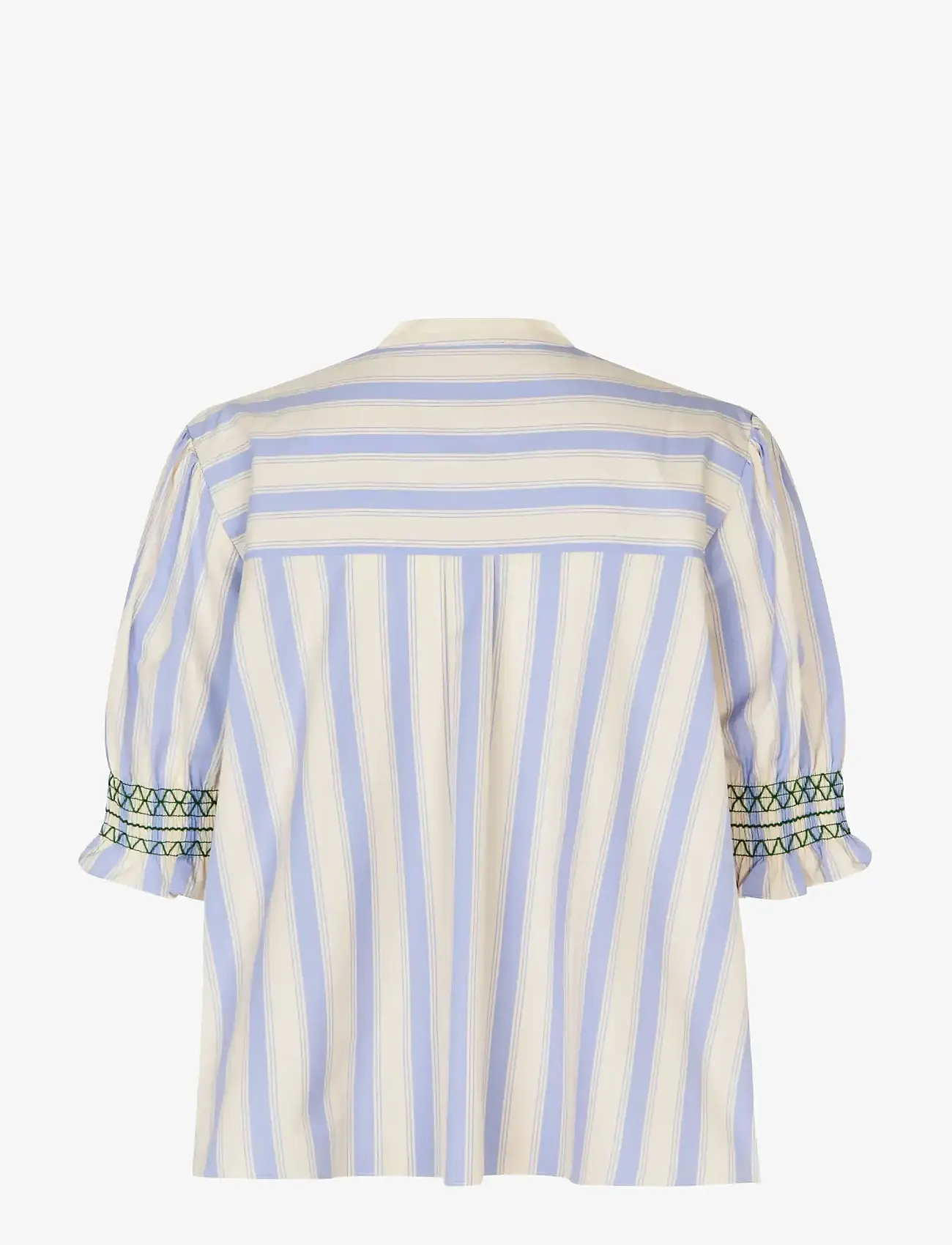 STINE GOYA - 2367 Smocked Cotton, Smocked Gather - short-sleeved blouses - pastel stripes - 2