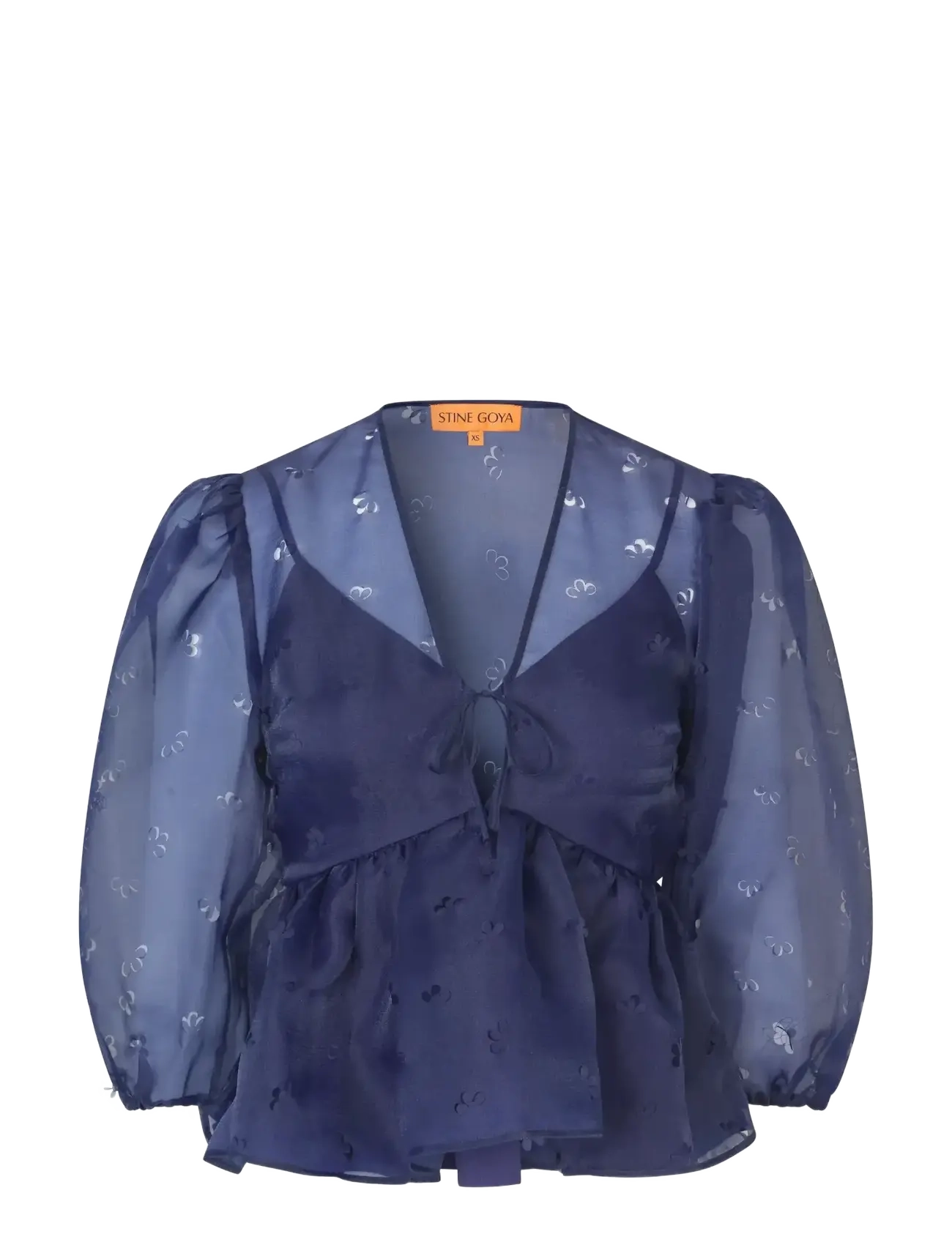 STINE GOYA 1608 Organza, Long Sleeve Bow Top - Bluser - DITZY FLORAL / purple