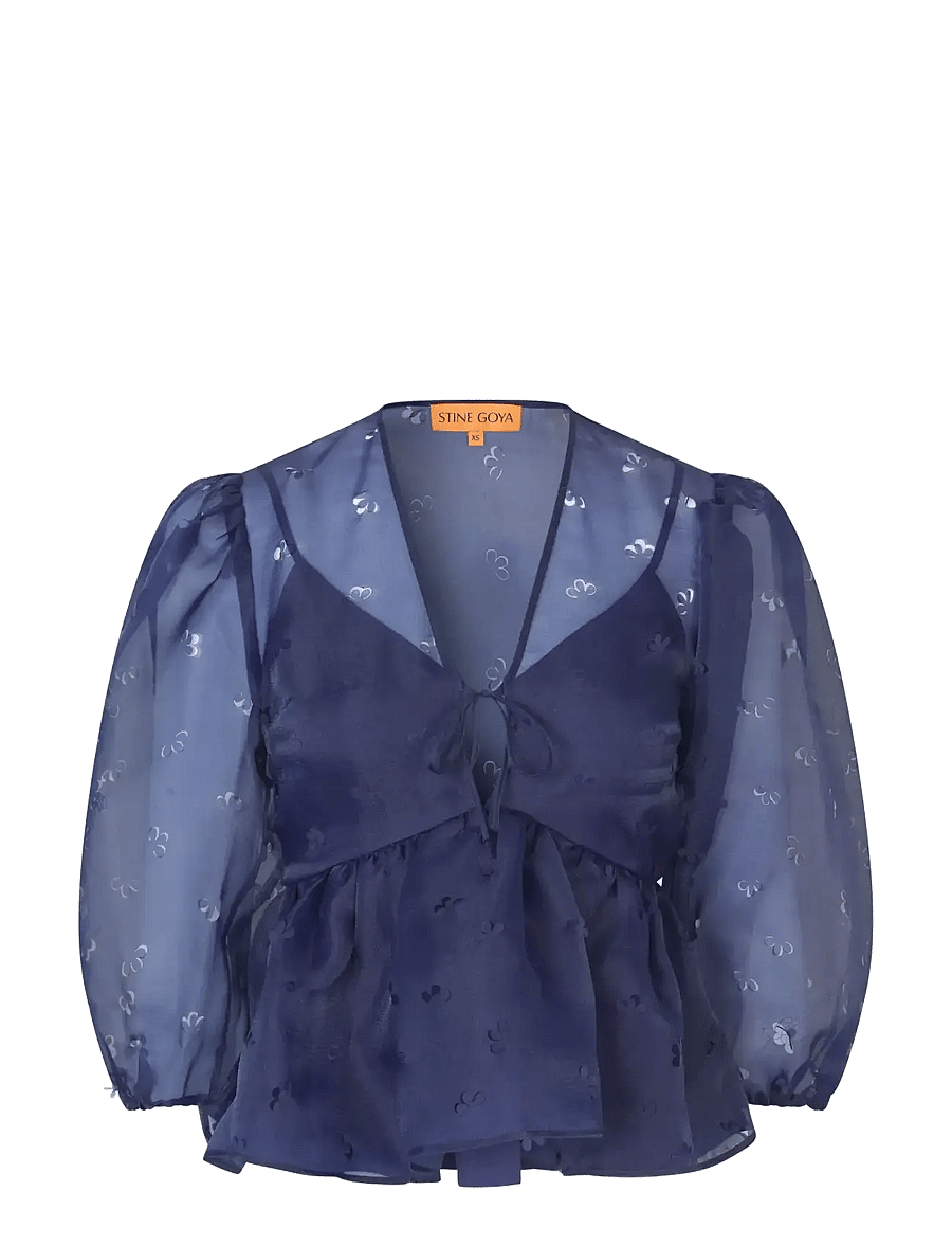 STINE GOYA - 1608 Organza, Long Sleeve Bow Top - lühikeste varrukatega pluusid - ditzy floral - 1