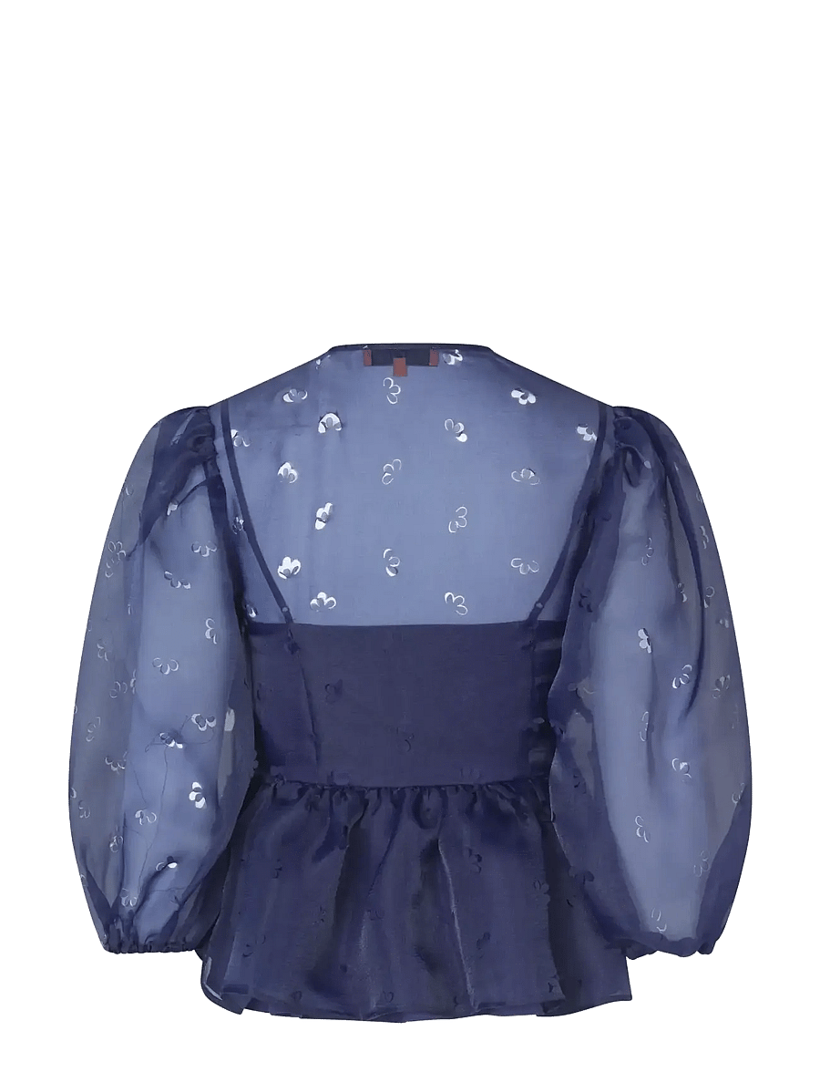 STINE GOYA - 1608 Organza, Long Sleeve Bow Top - lühikeste varrukatega pluusid - ditzy floral - 2