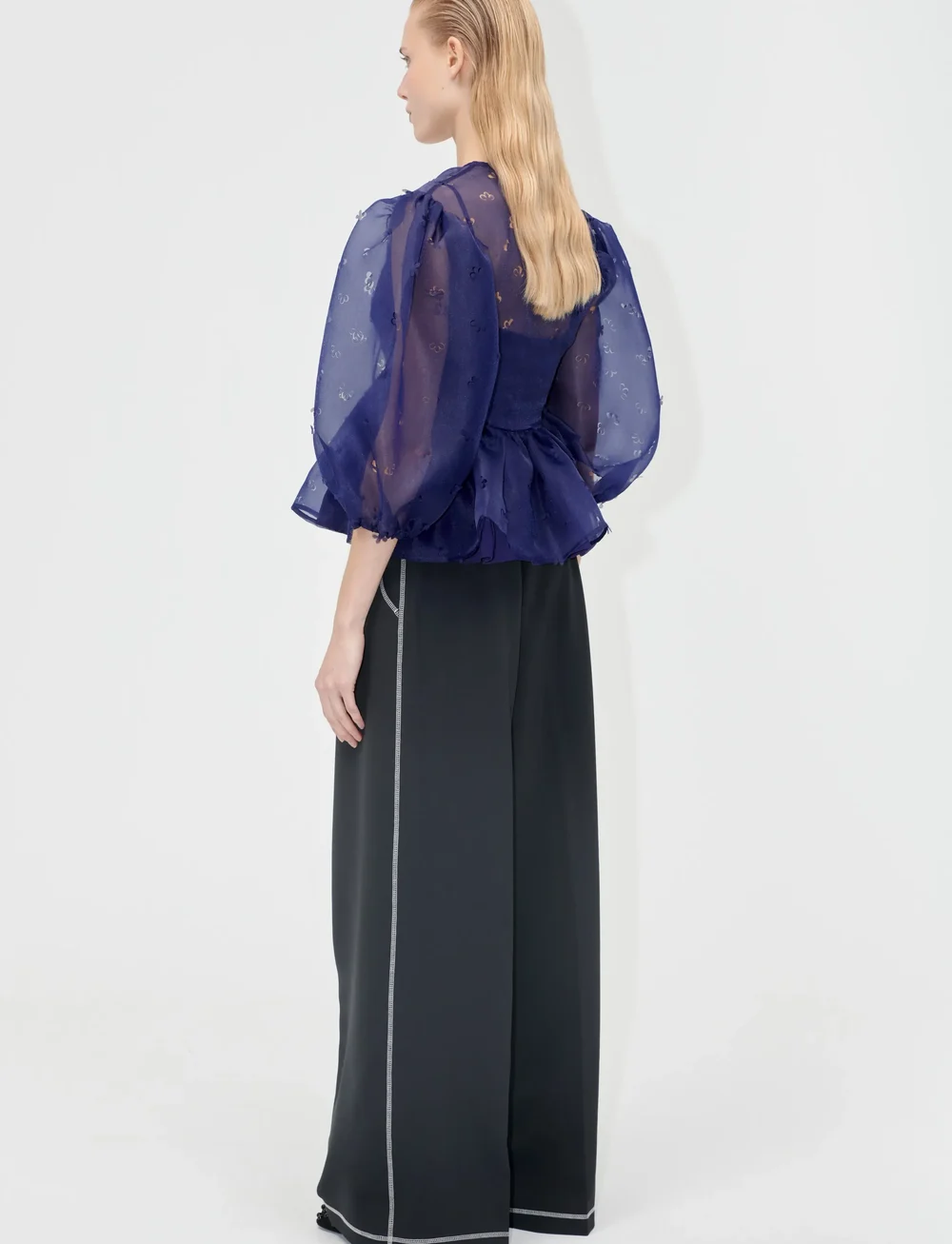 STINE GOYA - 1608 Organza, Long Sleeve Bow Top - lühikeste varrukatega pluusid - ditzy floral - 3