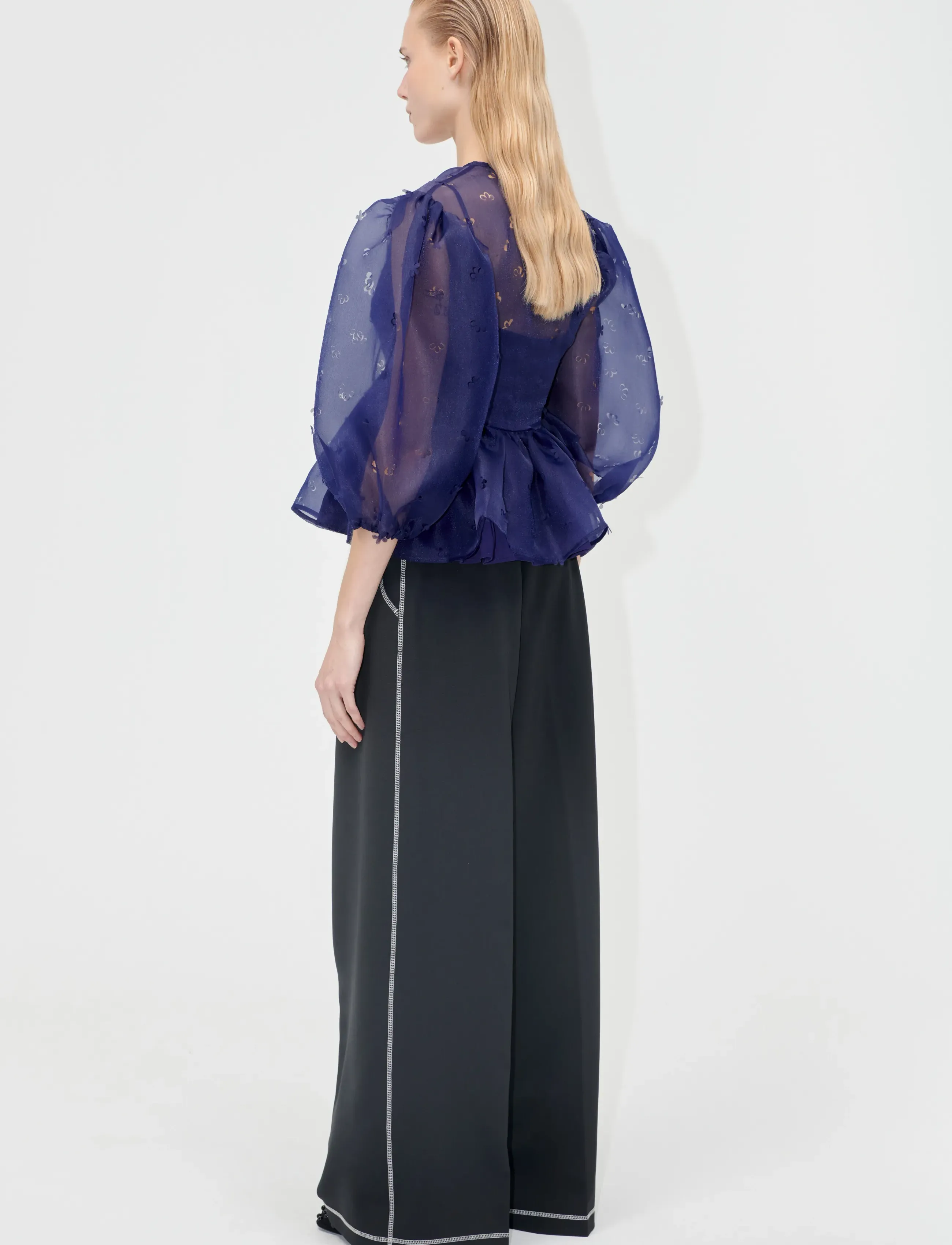 STINE GOYA - 1608 Organza, Long Sleeve Bow Top - lühikeste varrukatega pluusid - ditzy floral - 3