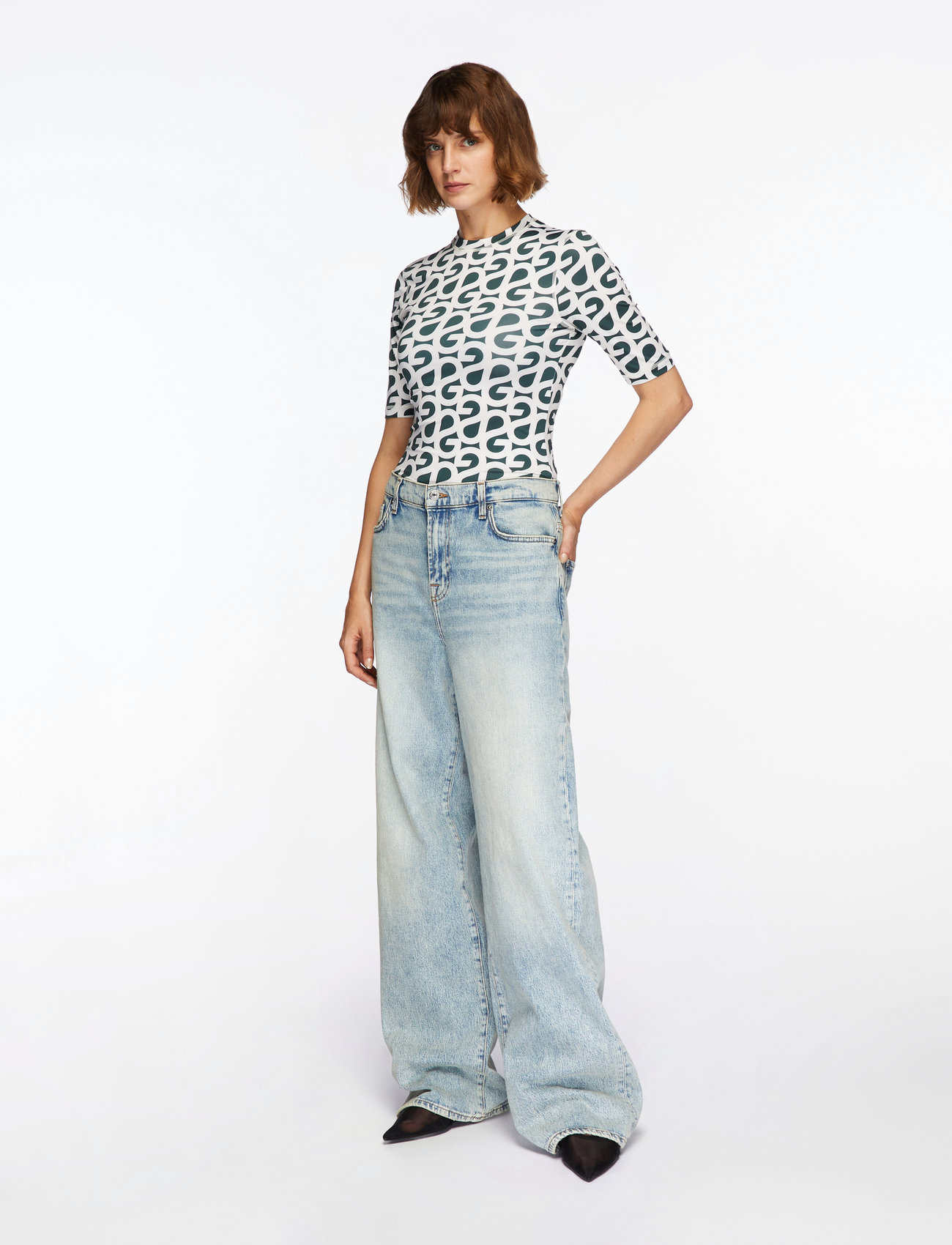 STINE GOYA - 2244 Stocking Jersey, Elastic Short - t-särgid - forest green logo - 4