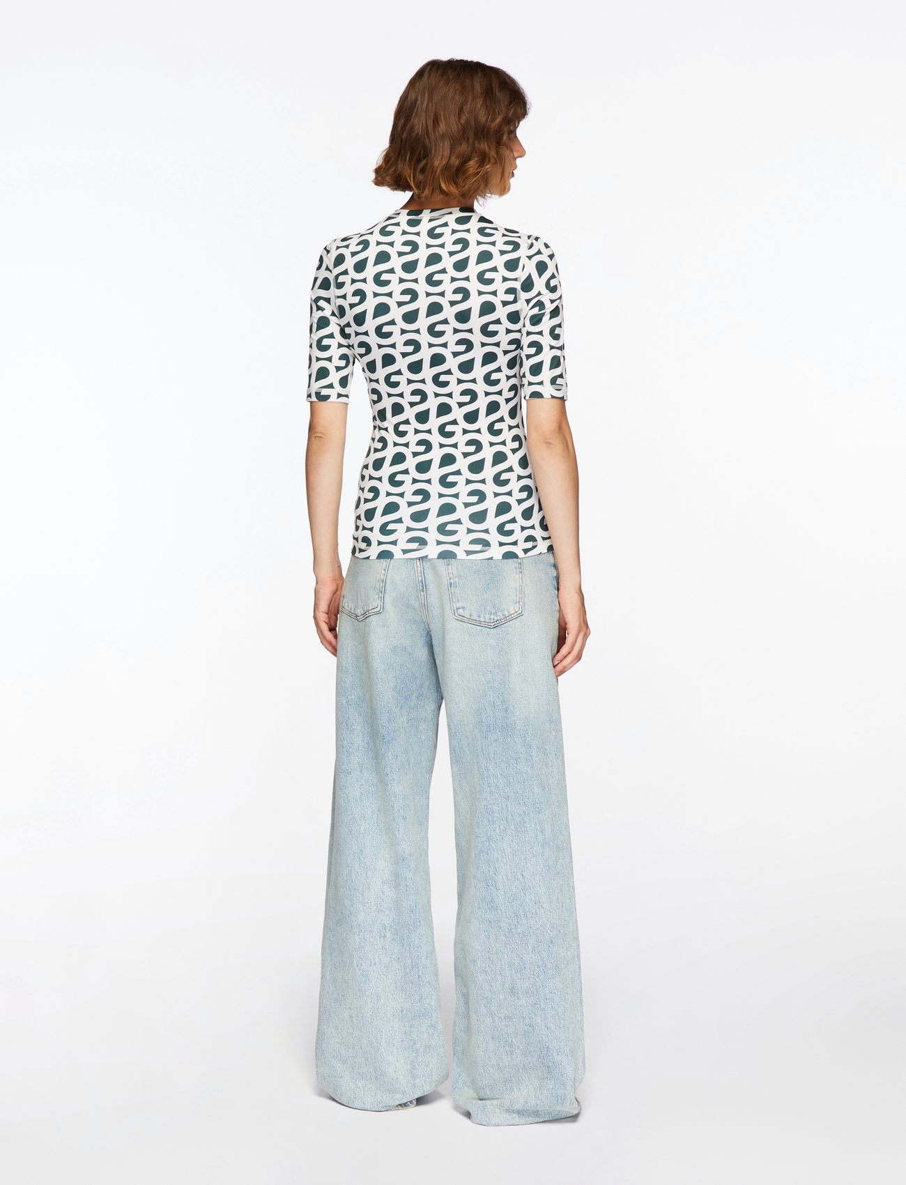 STINE GOYA - 2244 Stocking Jersey, Elastic Short - t-särgid - forest green logo - 5