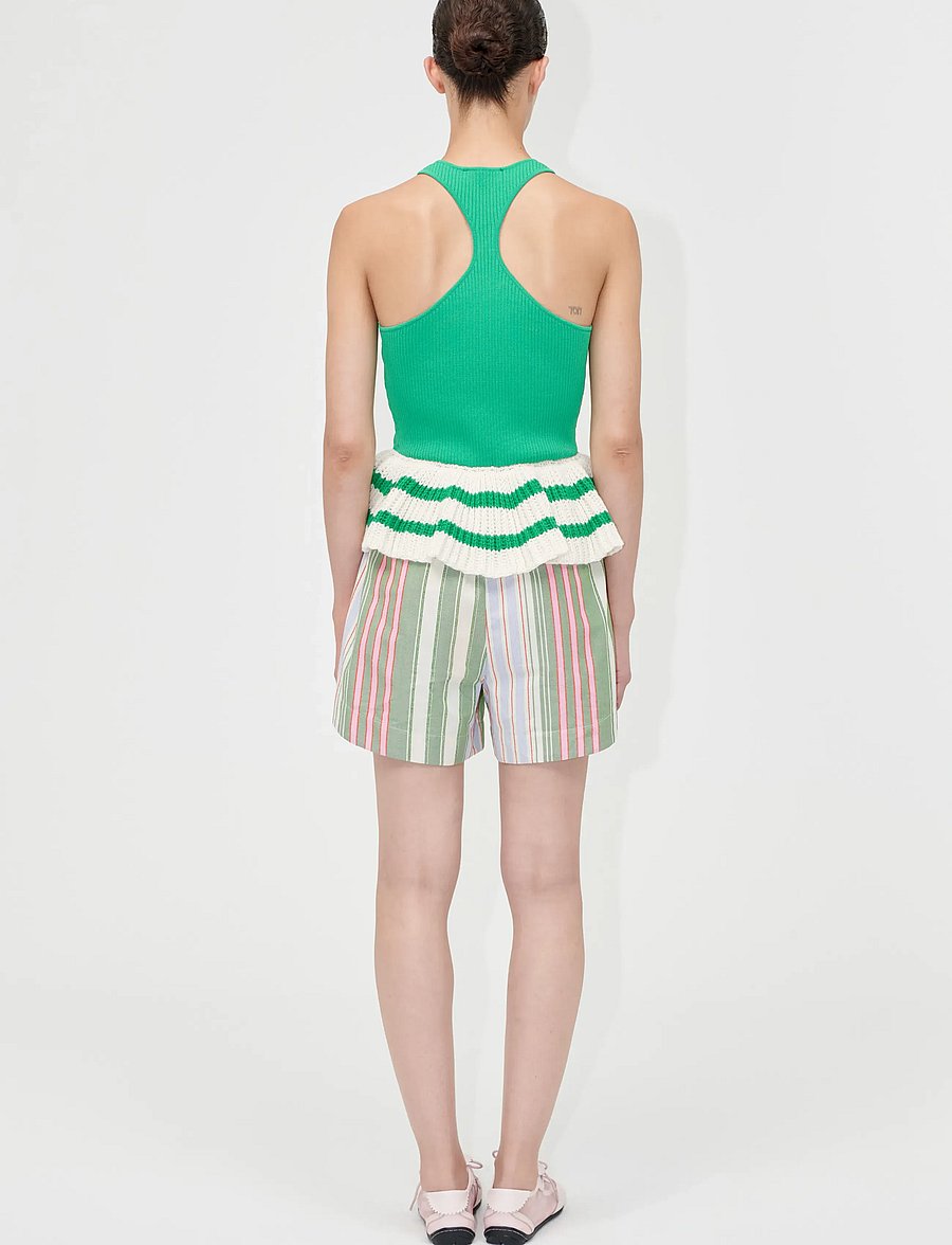 STINE GOYA - 2383 Lightweight Knit, Ruffle Tank - Ärmellose tops - green stripes - 3