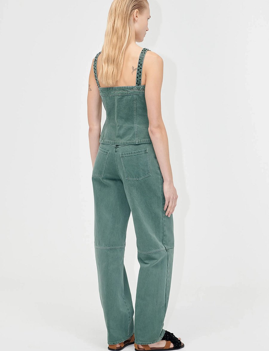 STINE GOYA - 2393 Denim, Scoopneck Pockets Vest - vestes en jean sans manches - dark green - 3