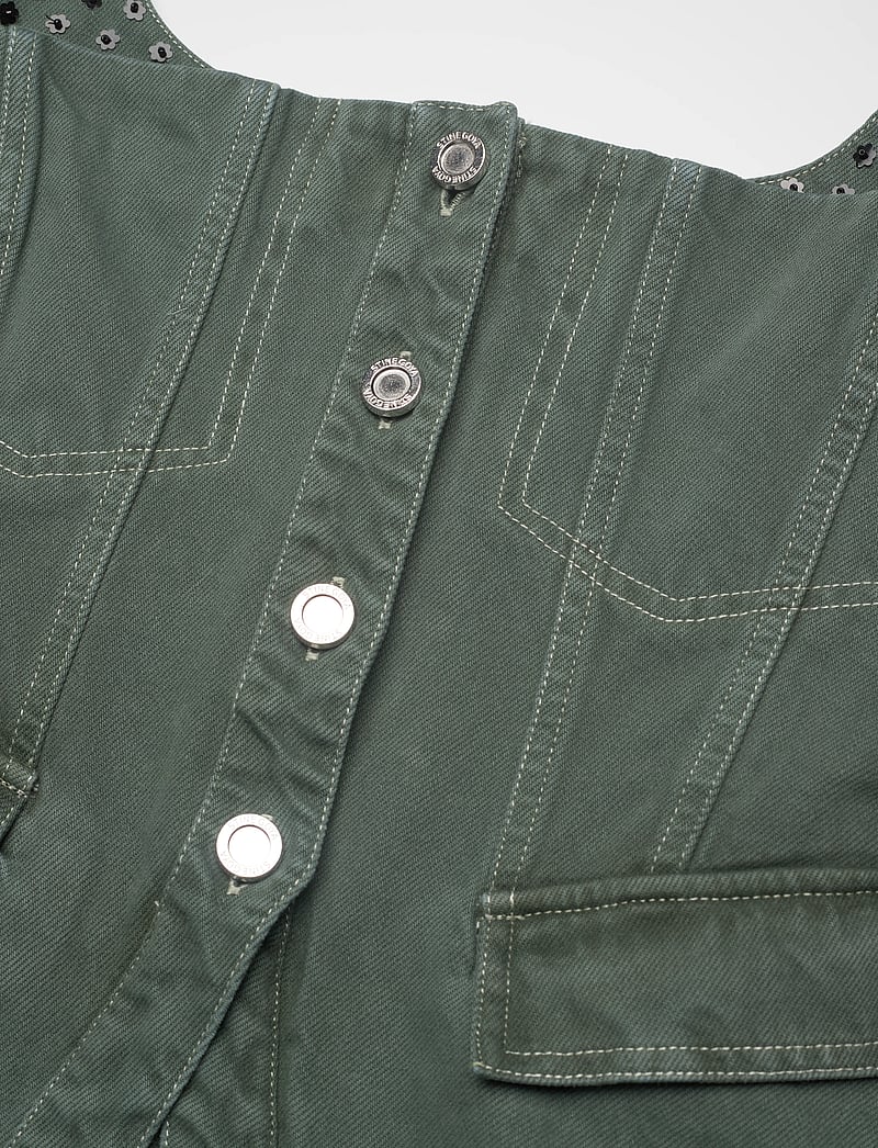 STINE GOYA - 2393 Denim, Scoopneck Pockets Vest - teksavestid - dark green - 4