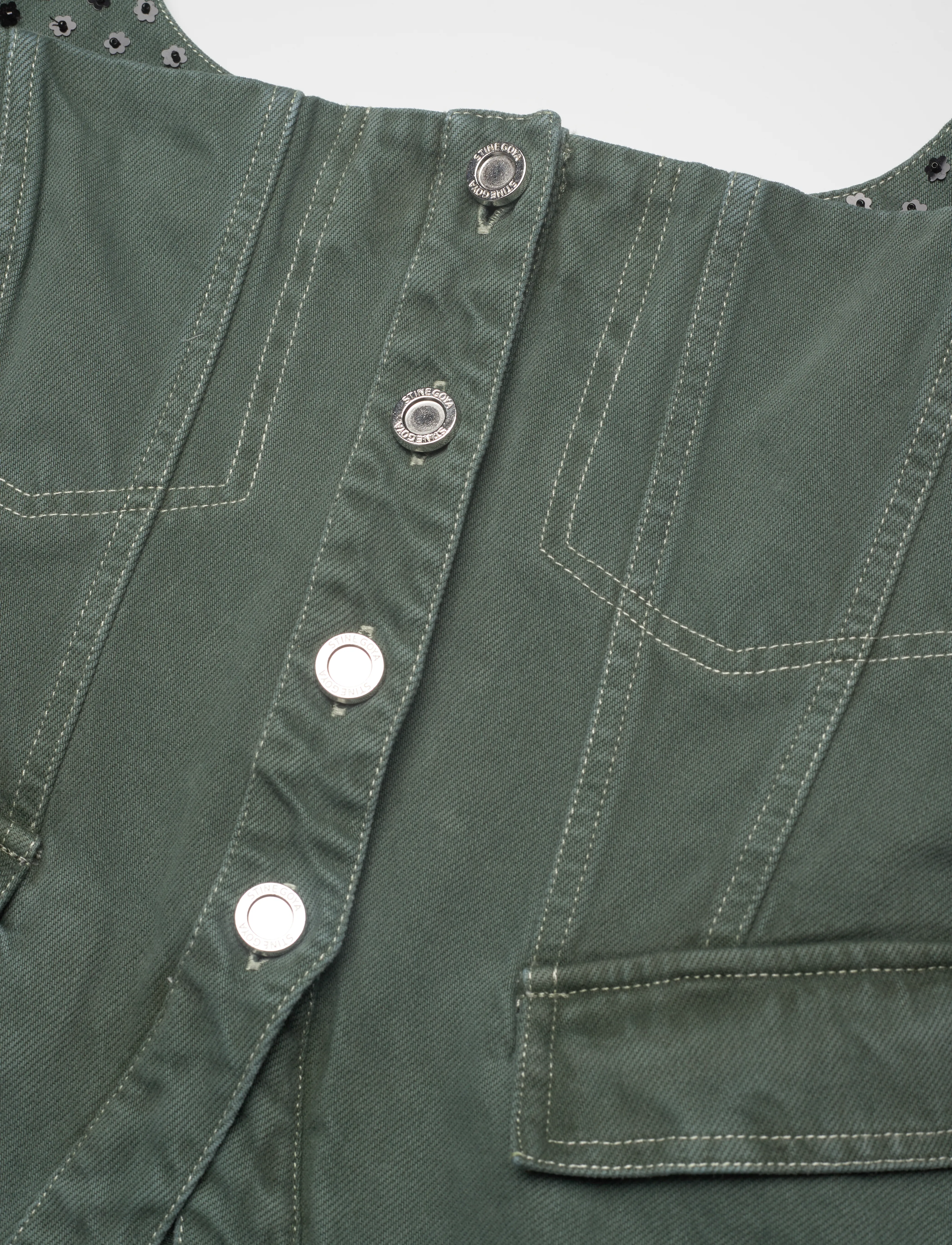 STINE GOYA - 2393 Denim, Scoopneck Pockets Vest - teksavestid - dark green - 4