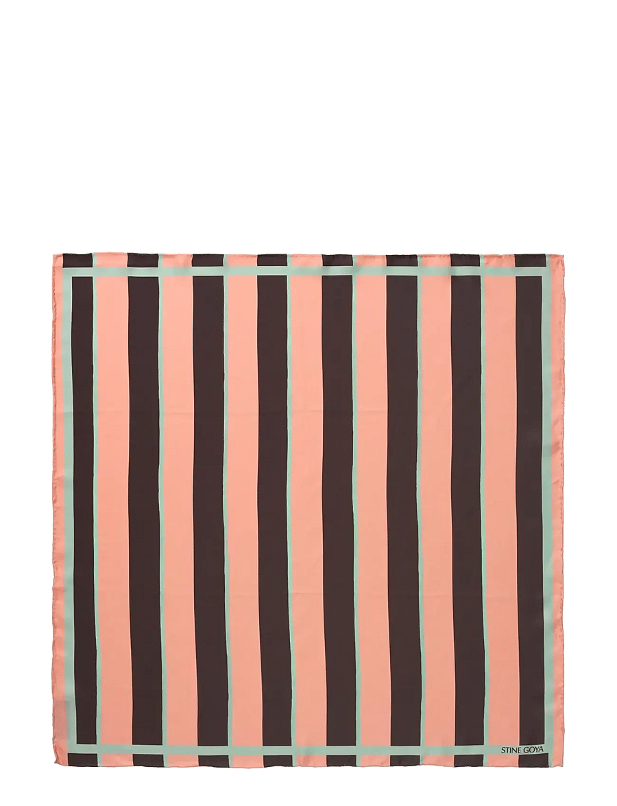 STINE GOYA - 2287 Silk Scarves, Small Scarf - tynde tørklæder - rosewood mint stripes - 0