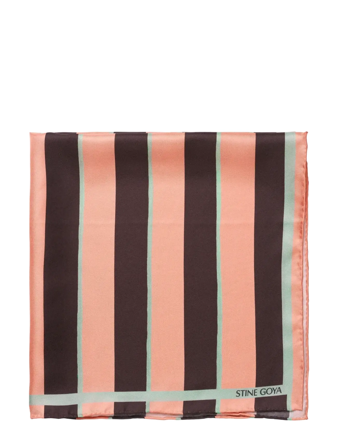 STINE GOYA - 2287 Silk Scarves, Small Scarf - tynde tørklæder - rosewood mint stripes - 1
