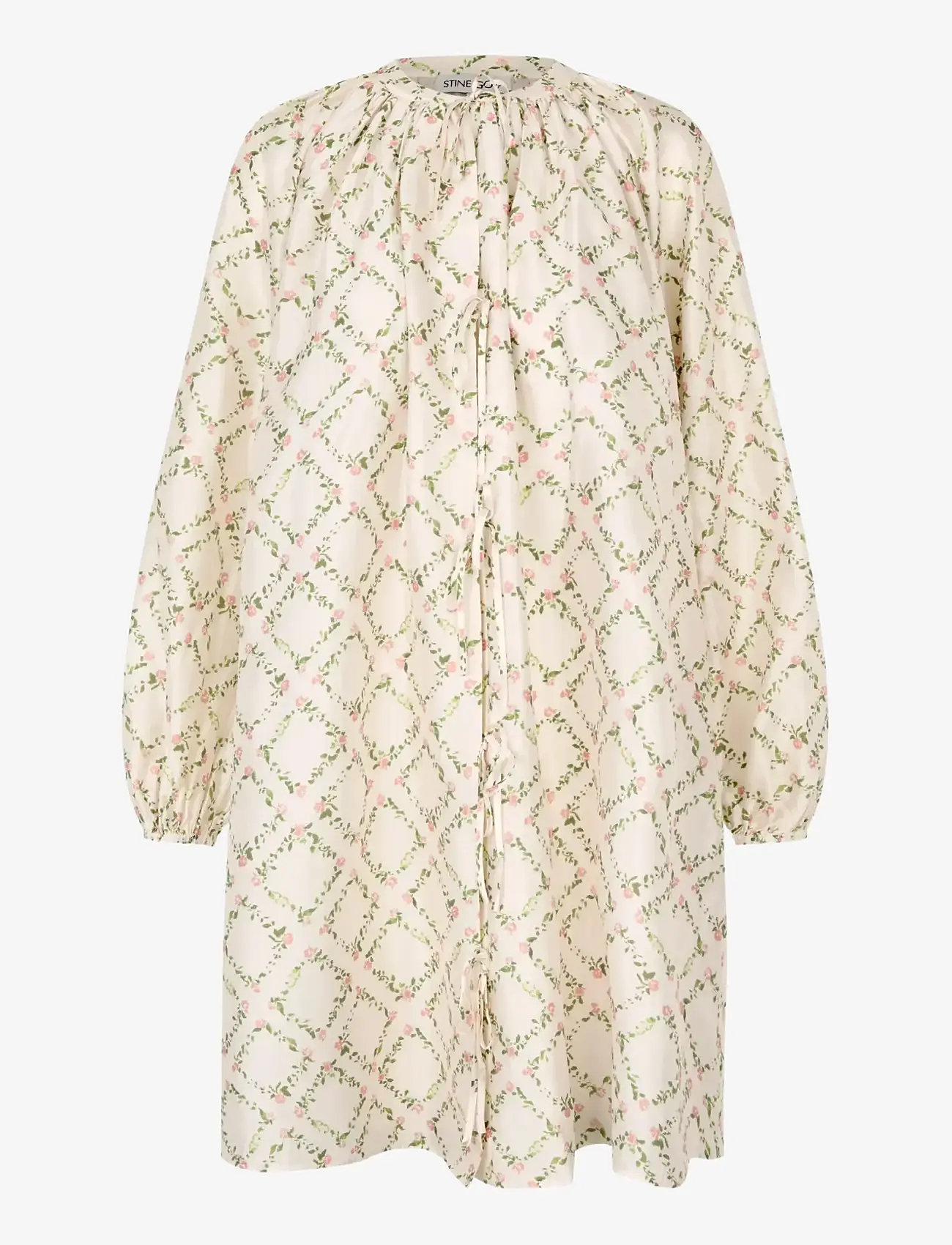 STINE GOYA - 2519 Flat Texture Viscose, Volumino - sommerkleider - sakura check pink - 1