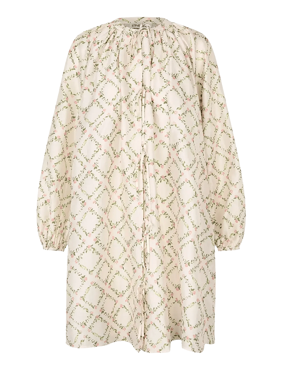 STINE GOYA - 2519 Flat Texture Viscose, Volumino - sommerkleider - sakura check pink - 1