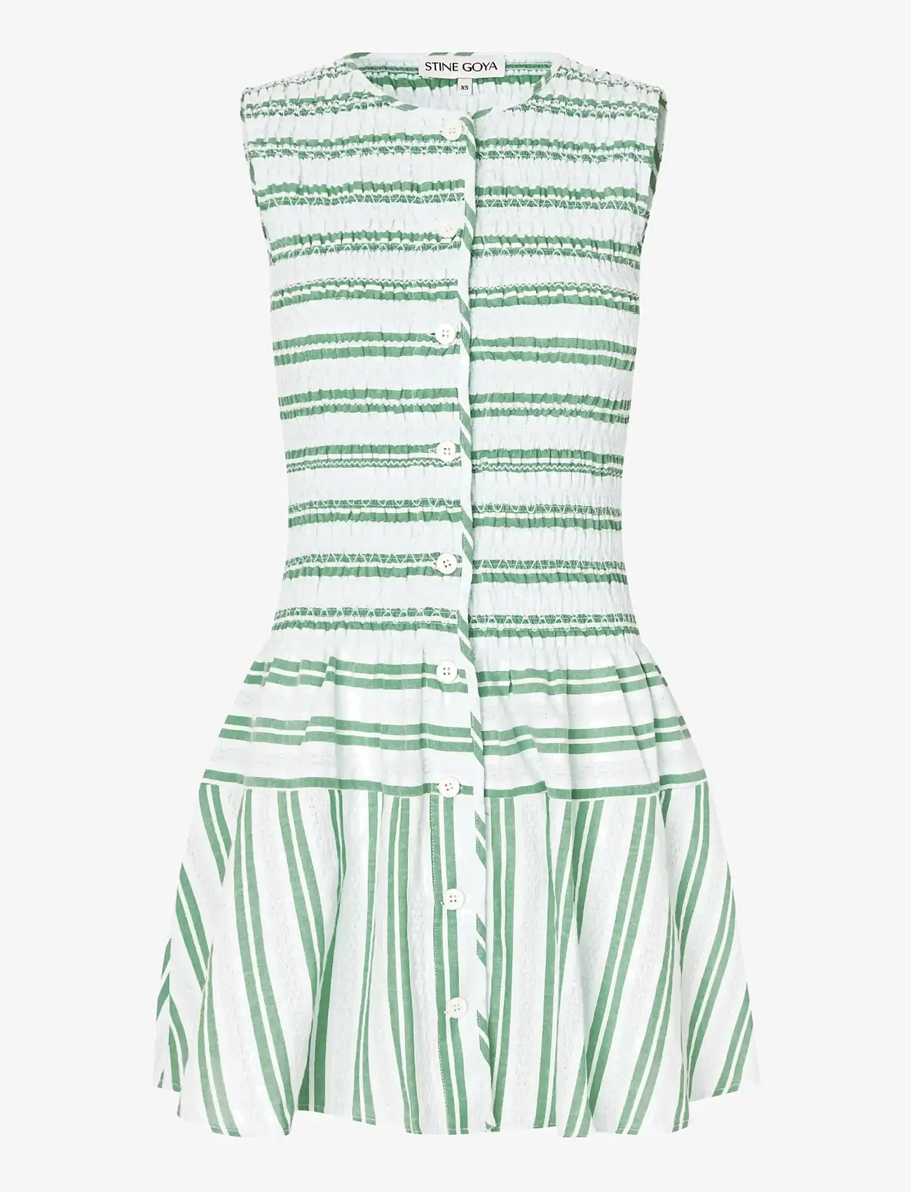 STINE GOYA - 2367 Smocked Cotton, Sleeveless Smo - vasarinės suknelės - smocked stripes - 1