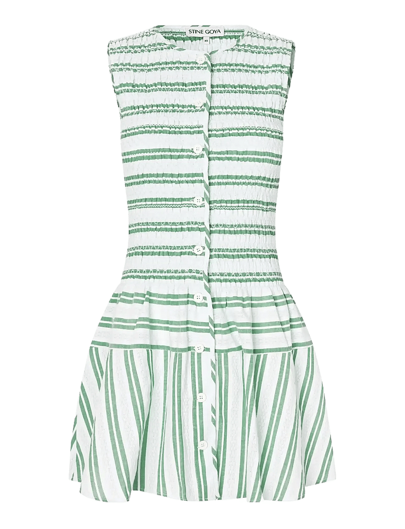 STINE GOYA - 2367 Smocked Cotton, Sleeveless Smo - vasarinės suknelės - smocked stripes - 1