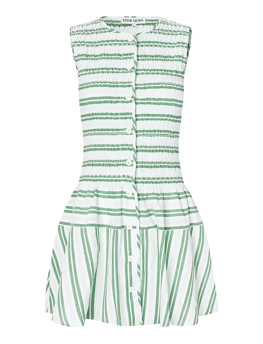 STINE GOYA - 2367 Smocked Cotton, Sleeveless Smo - zomerjurken - smocked stripes - 1