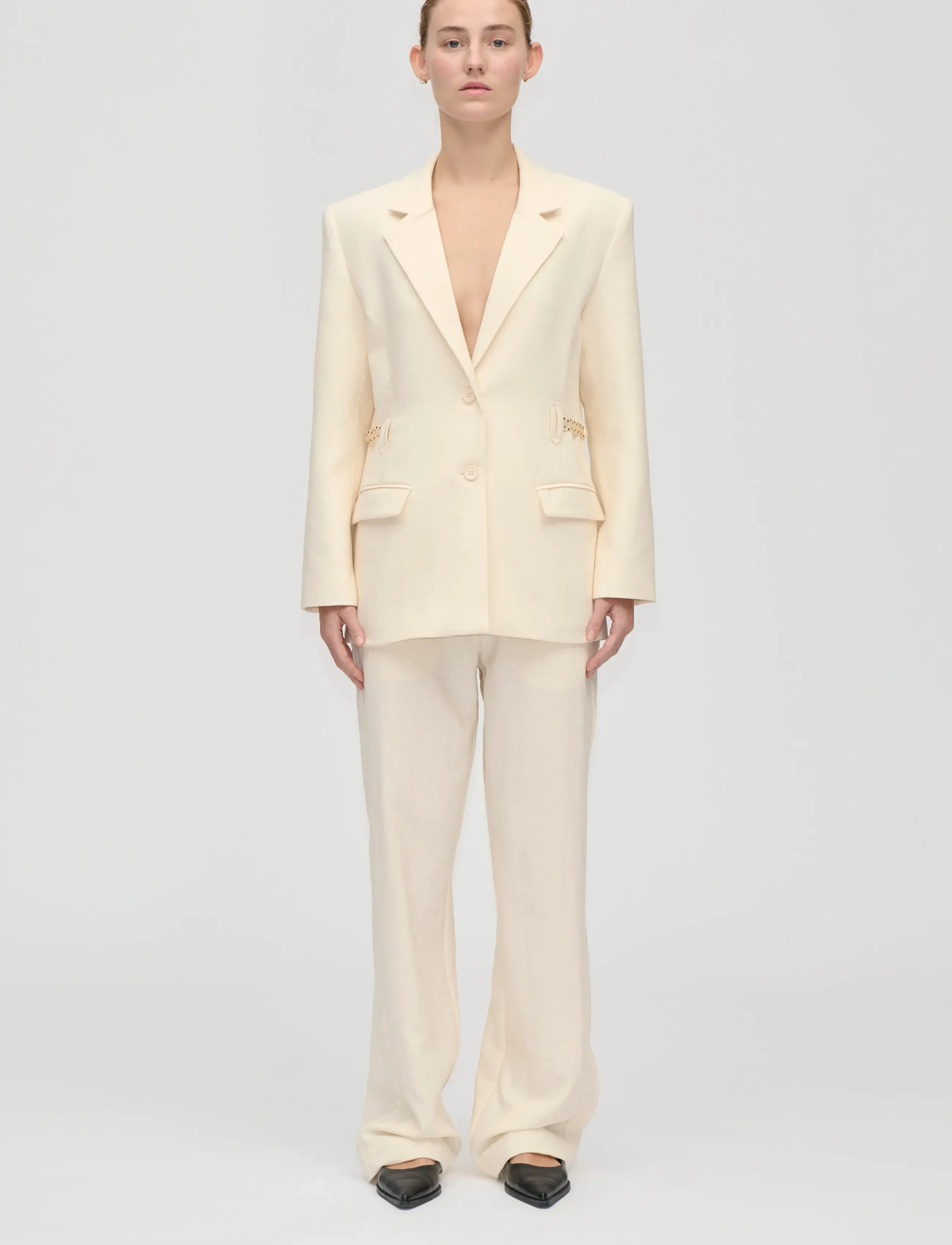 STINE GOYA 2513 Airy Tailoring, Elastic Detail, M, Blazer, Creme - Single Breasted Frauen