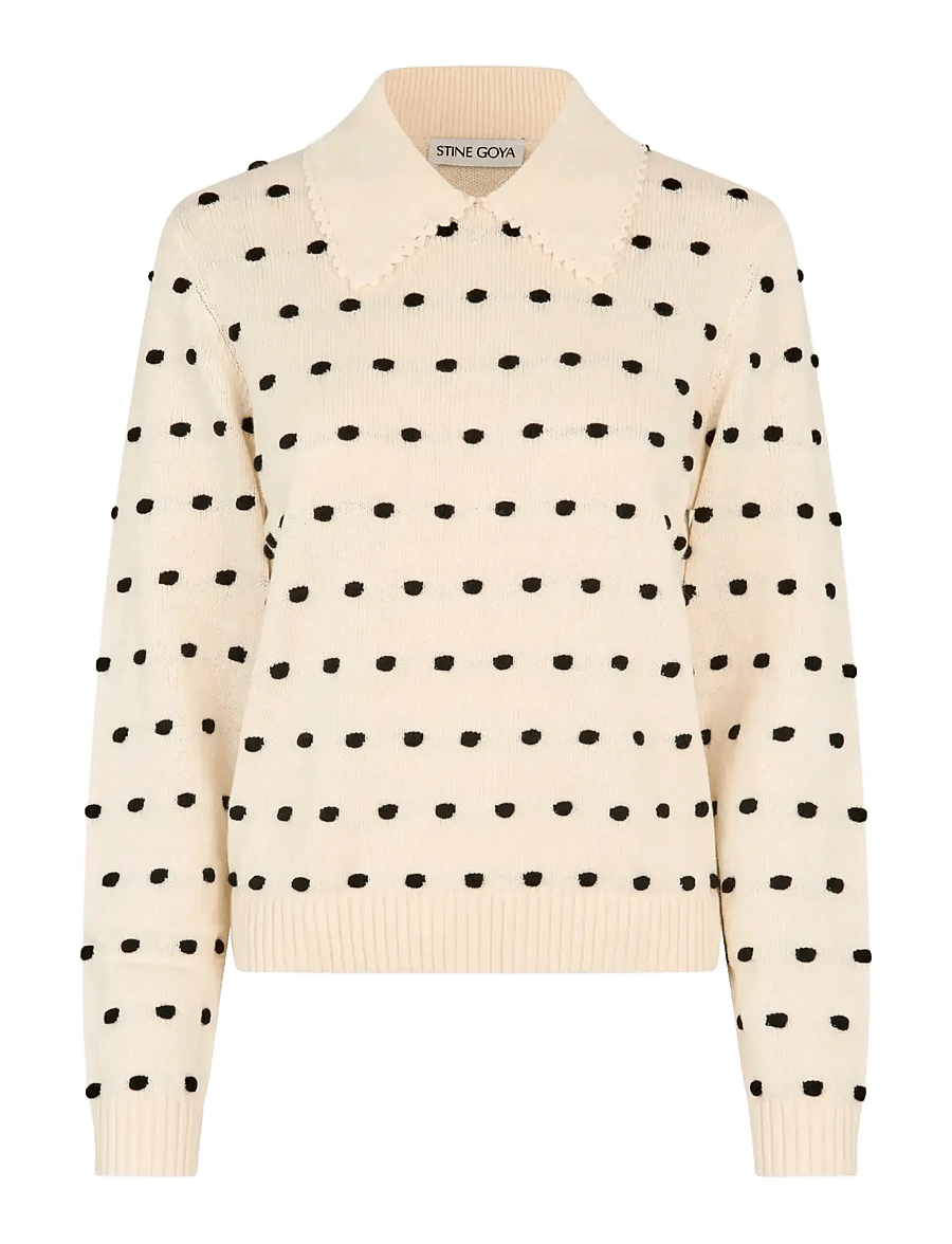 STINE GOYA - 2386 Cotton Mix, Bobble Polo Collar - džemperi - sunlight bobbles - 1