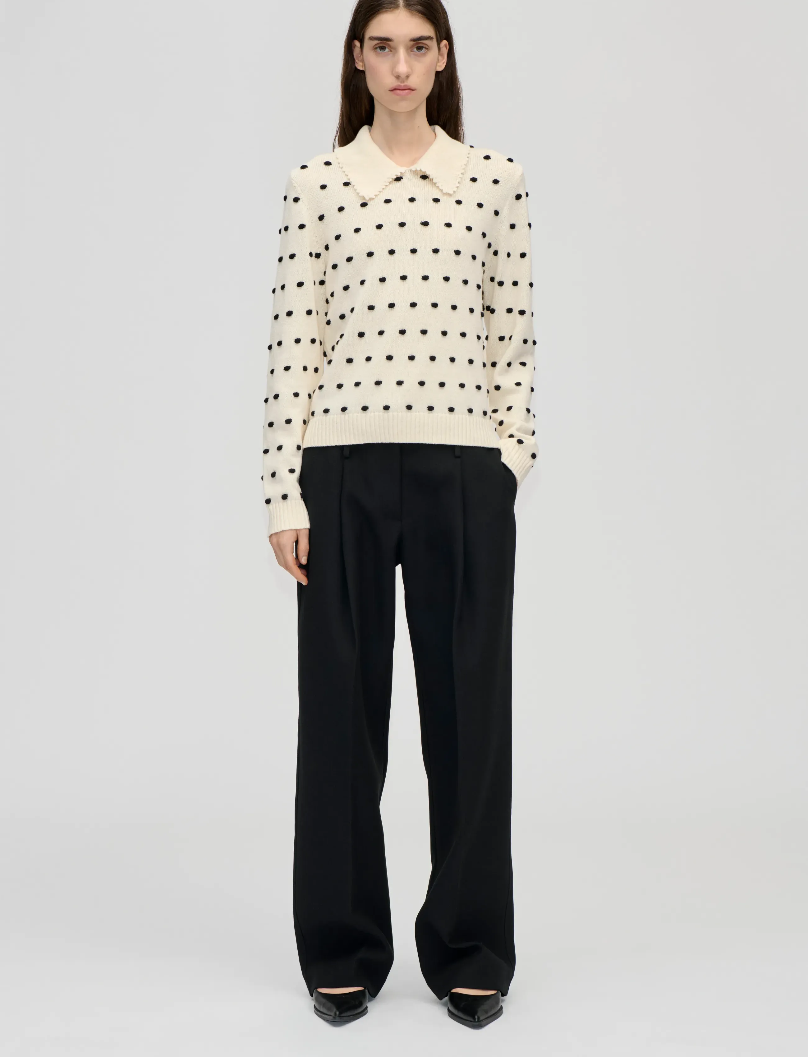 STINE GOYA 2386 Cotton Mix, Bobble Polo Collar, XS, Knitwear, Creme - Jumpers, Frauen