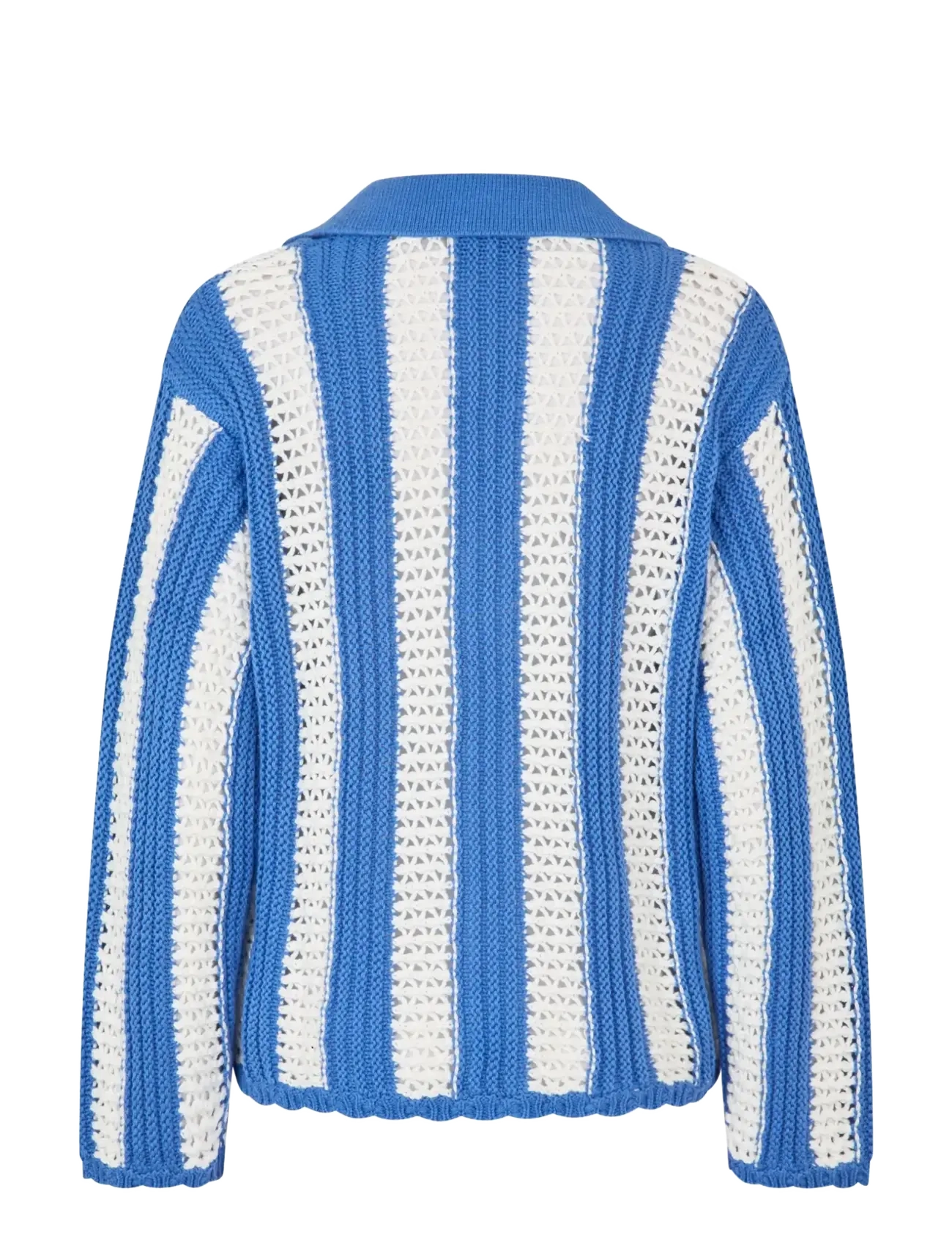 STINE GOYA - 2380 Crochet Texture Knit, Knit Col - cardigans - baseball stripes - 2