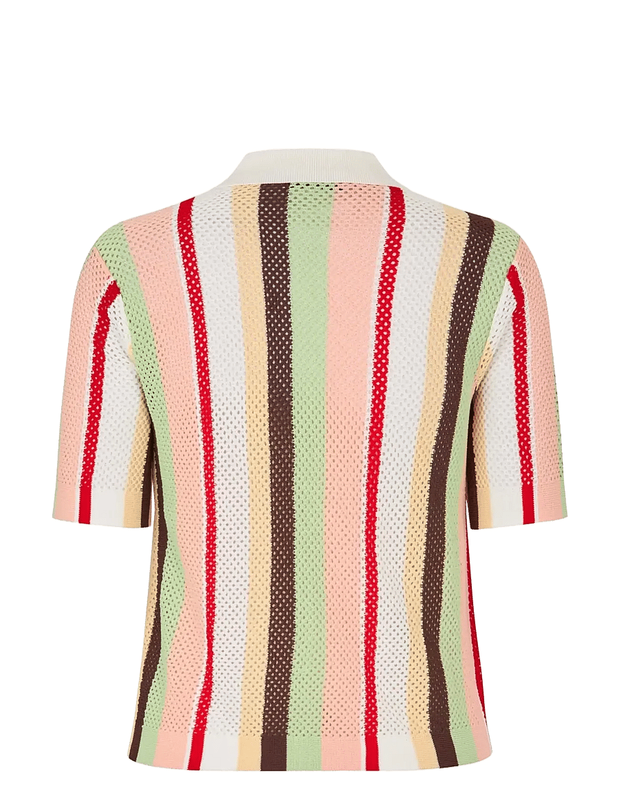 STINE GOYA - 2100 Tricot Knit, Short Sleeve Croc - poloskjorter - baseball pinstripes - 2