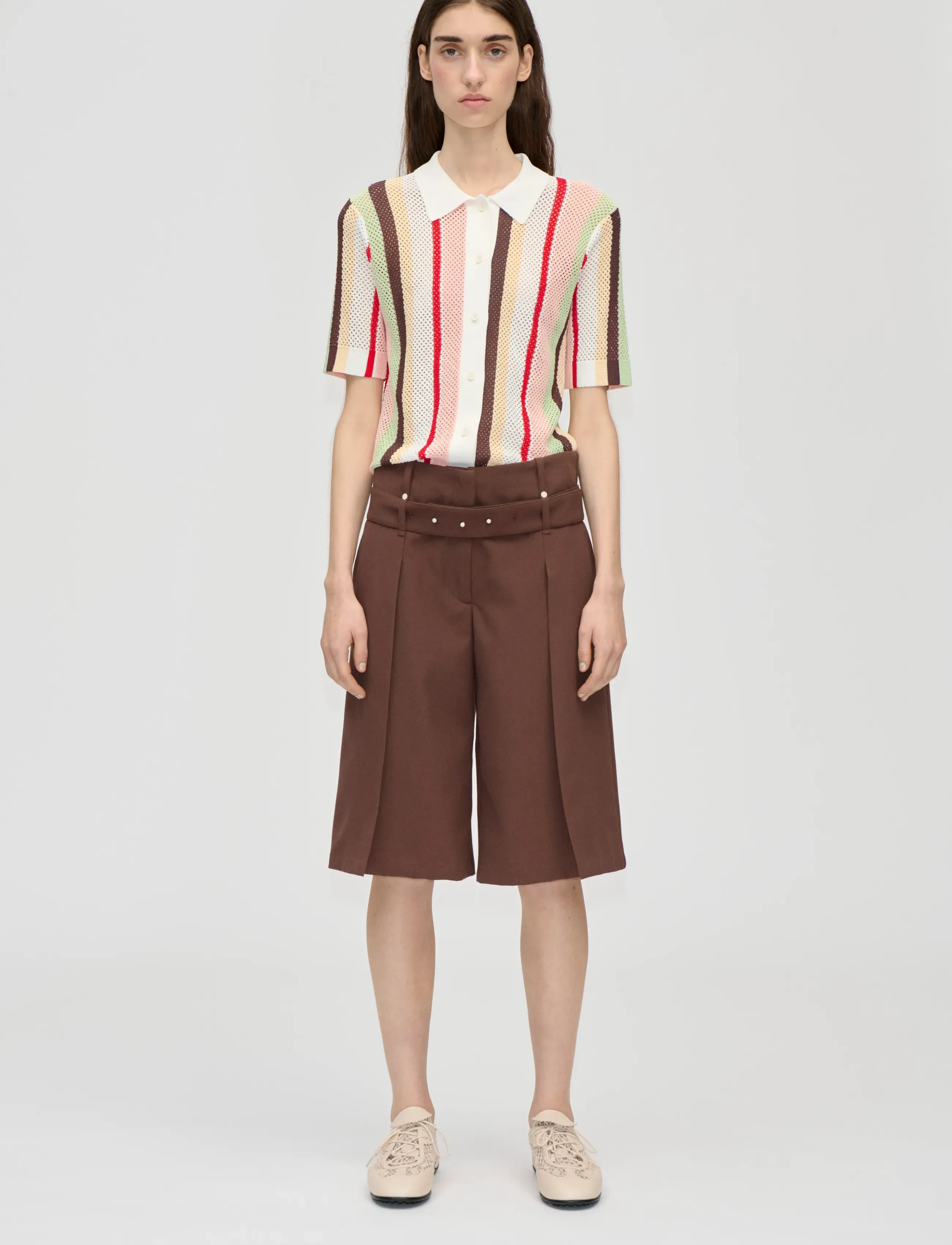 STINE GOYA 2100 Tricot Knit, Short Sleeve Croc - T-shirts & Toppar - BASEBALL PINSTRIPES / multi